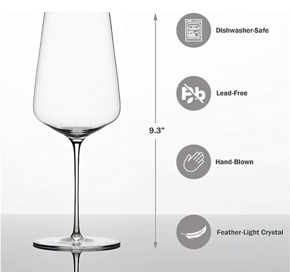 Premium Zalto Denk'Art Universal Hand-Blown Crystal Wine Glasses Set of 2 - Elegant Stemware for Red & White Wines, Perfect for Dinner Parties & Romantic Evenings