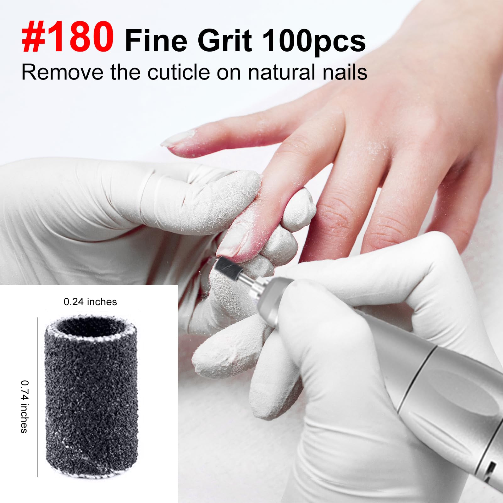 300Pcs Sanding Bands for Nail Drill - Professional Grits #80 #150 #240 Electric File Nail Sanders with 3/32