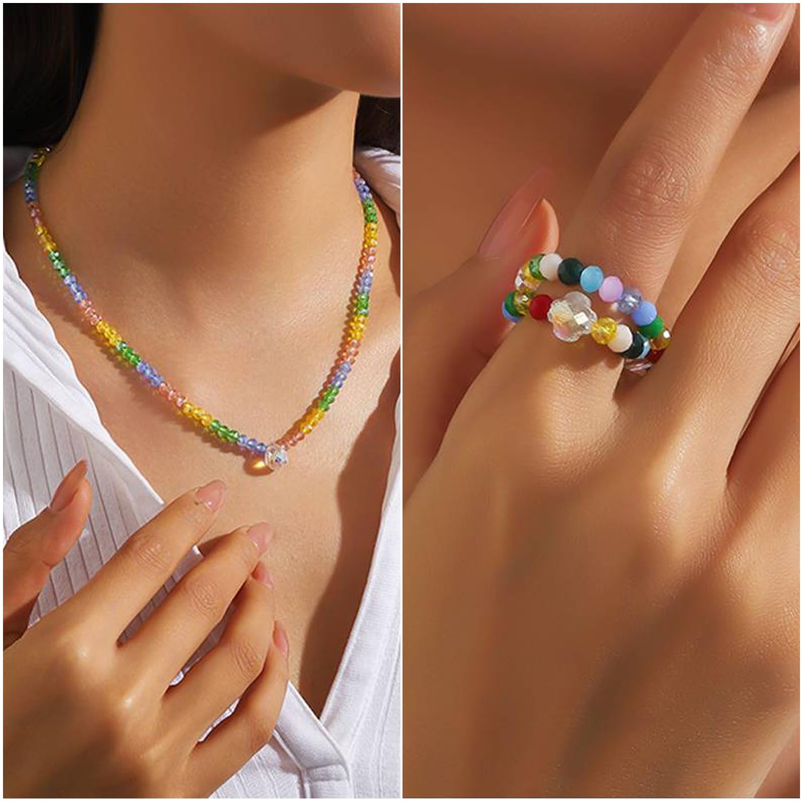 Xilitata 2400Pcs 4mm Glass Beads for Jewelry Making - Crystal Faceted Beads Kit for DIY Bracelets, Necklaces & Craft Projects | Perfect for Friendship Bracelets, Christmas Gifts & Rainbow Bead Crafts