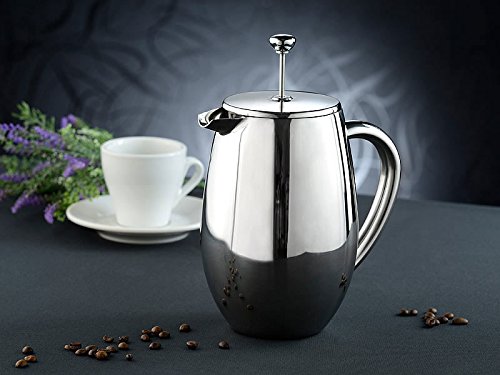 Rosenstein & Söhne Stainless Steel French Press Coffee Maker - 1L Double Wall Vacuum Insulated Thermal Carafe for Hot & Cold Brews | Perfect for Home, Office & Camping Use