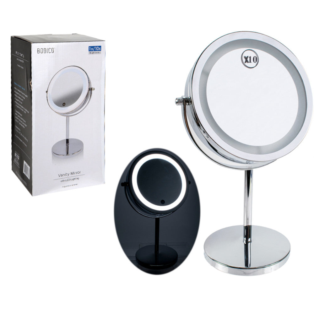BODICO 7-Inch LED Vanity Mirror with Touch Control - Bright Adjustable Light for Makeup, Shaving & Grooming - Perfect for Bathroom, Bedroom & Travel