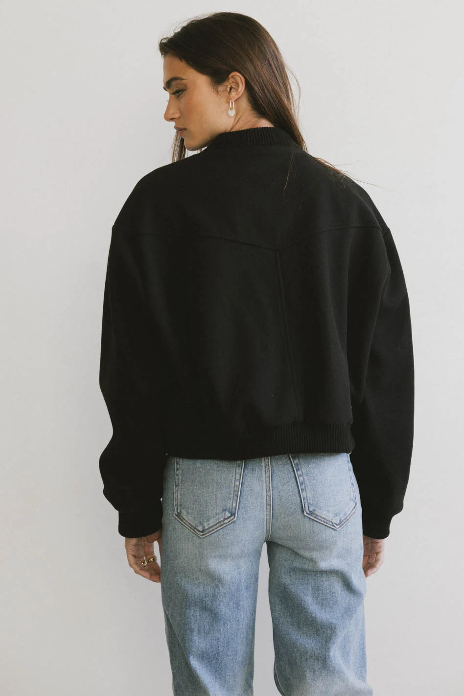 Black Molly Bomber Jacket for Women - Stylish & Warm Outerwear for Fall & Winter - Perfect for Casual Outings, Travel & Streetwear Fashion
