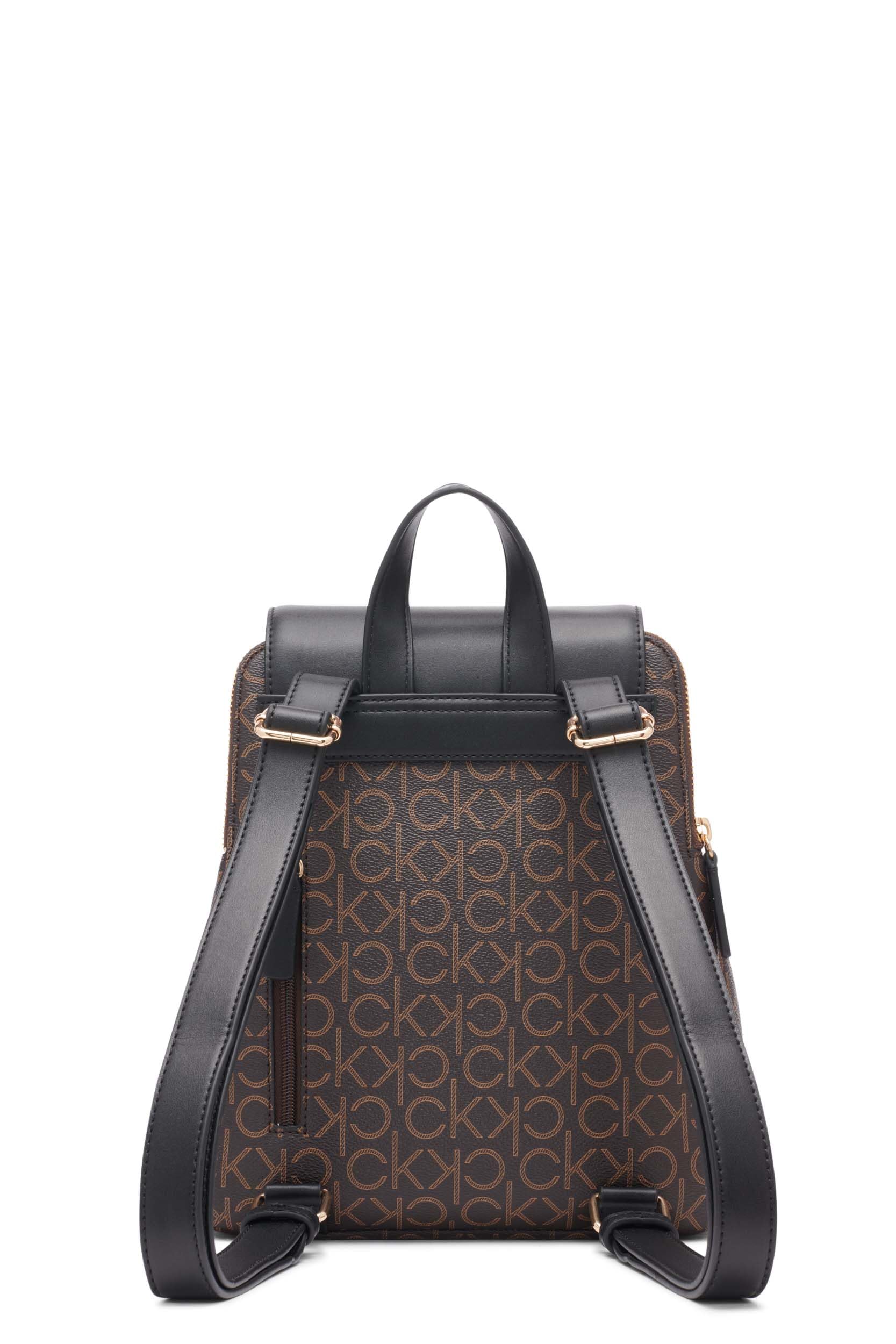 Calvin Klein Reyna Signature Key Item Flap Backpack for Women - Stylish Brown, Khaki & Black Options - Perfect for Work, Travel & Everyday Use