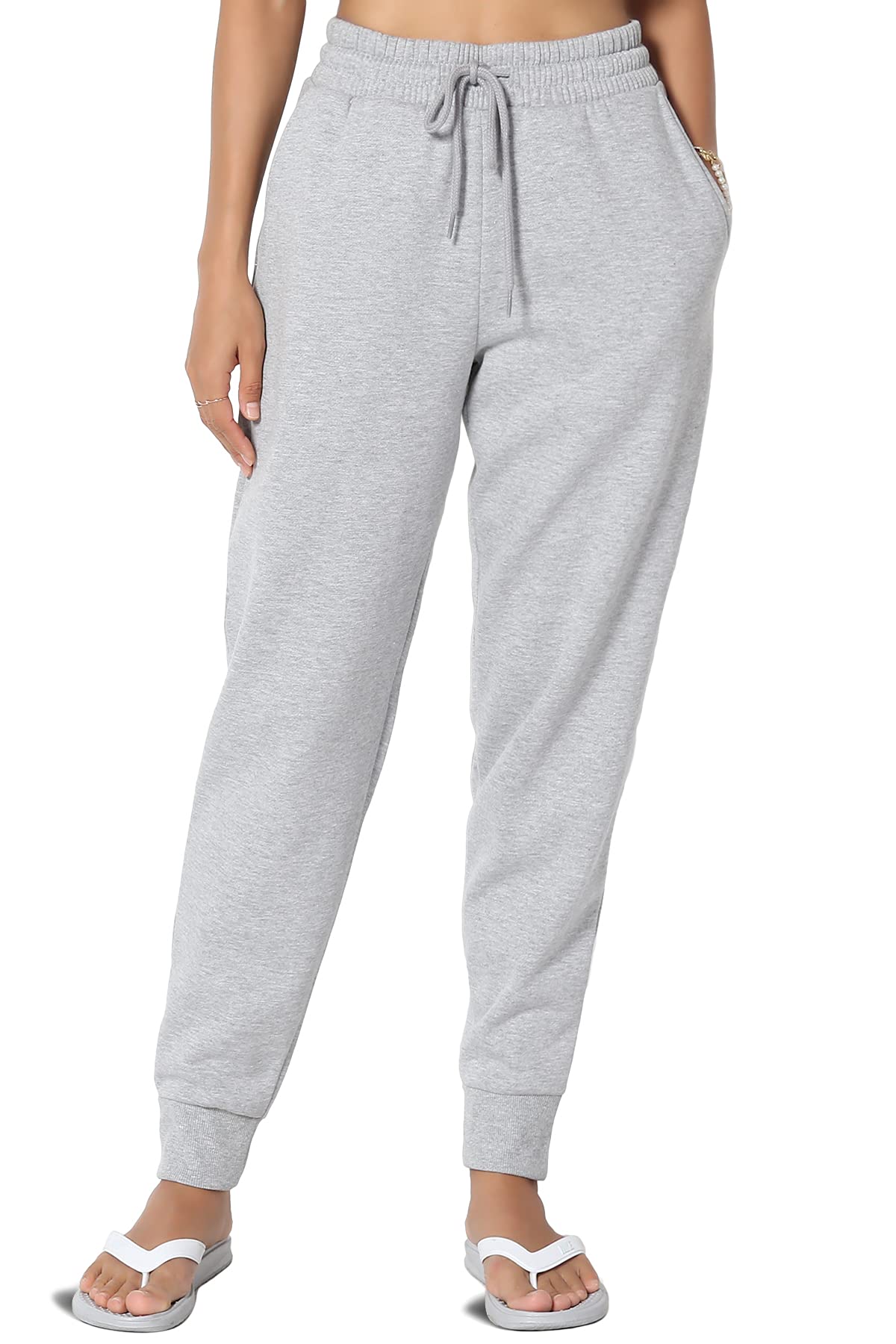 TheMogan Active Lounge Comfy Cotton Blend Drawstring Waist Jogger Sweatpants for Women - Soft Casual Workout Pants with Pockets, Perfect for Yoga, Running, Travel & Lounging at Home