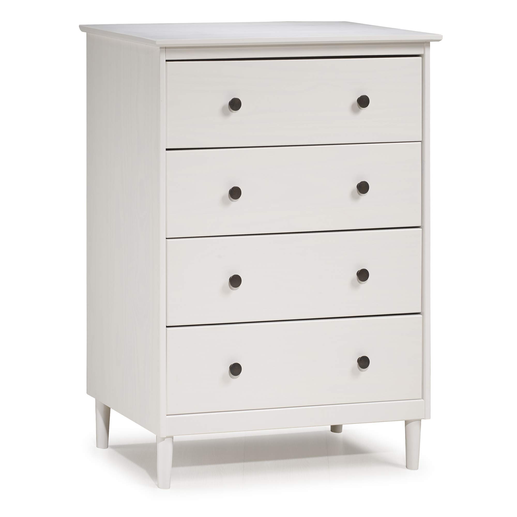 Walker Edison 4-Drawer Tall Wood Dresser - White, Bedroom Storage Organizer for Closet & Hallway | Perfect for Home, Office & Dorm Room Organization