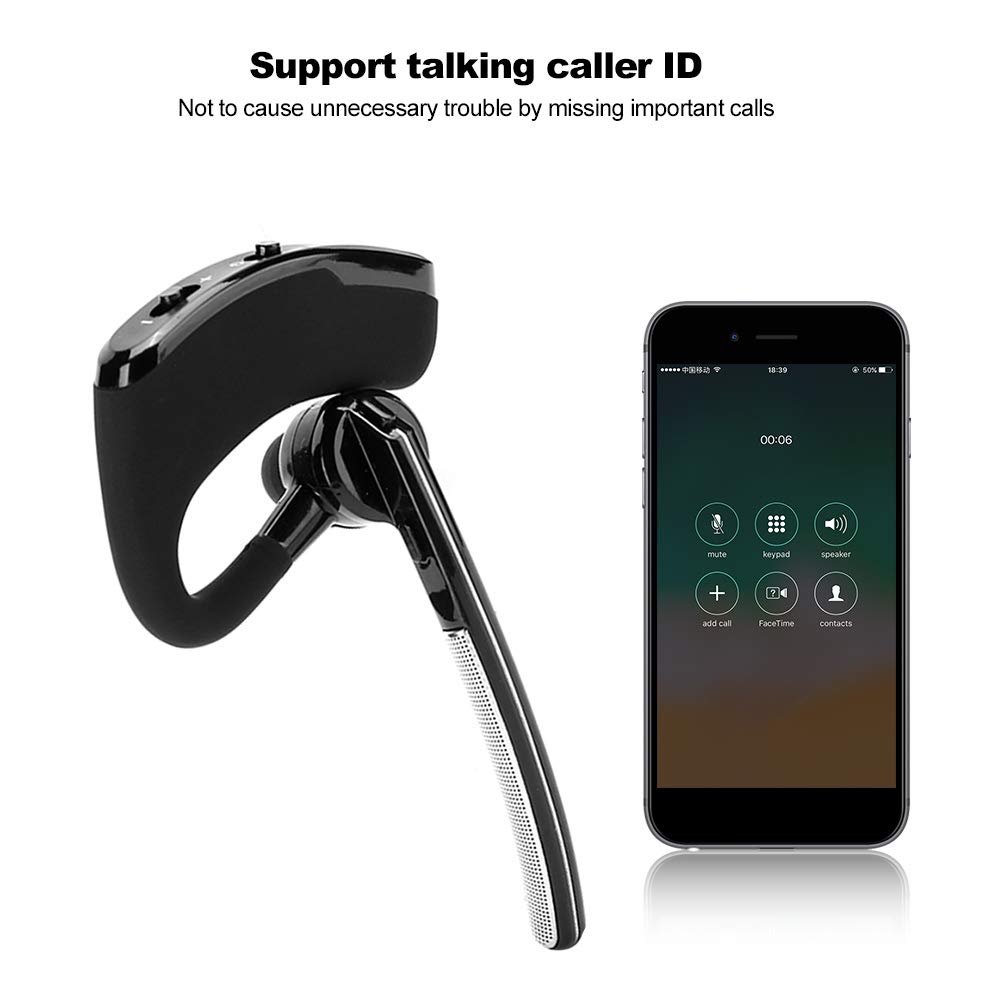 Ciciglow V8 Single-Ear Bluetooth Headset - Wireless Business Headphone with Smart Noise Cancellation, Voice-Activated Mic & Stereo Sound - Perfect for Work Calls, Driving, Office Meetings & Remote Work