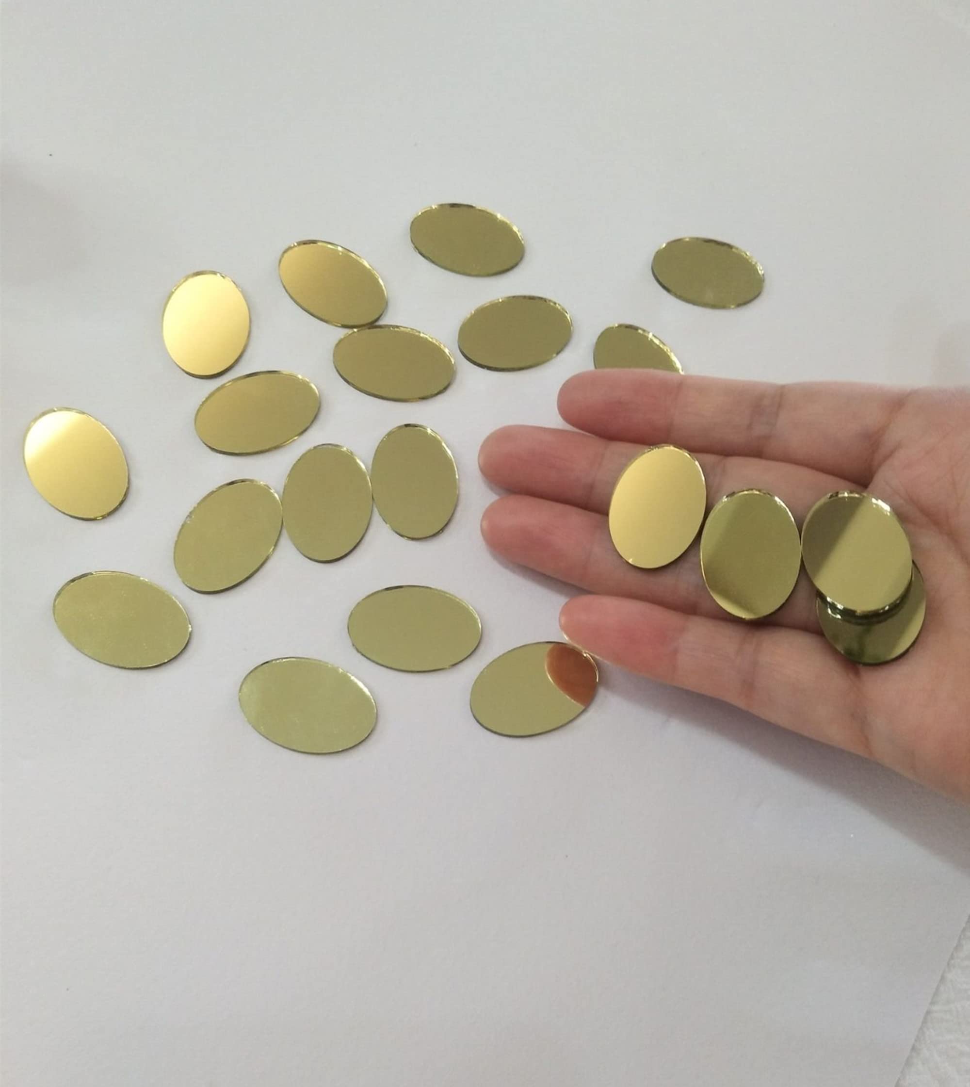 100pcs Gold Mirror Mosaic Tiles - DIY Glass Mirror Pieces for Crafts, Vases, Flower Pots - Home Decor, Wall Art, Backsplash & Bathroom Decoration
