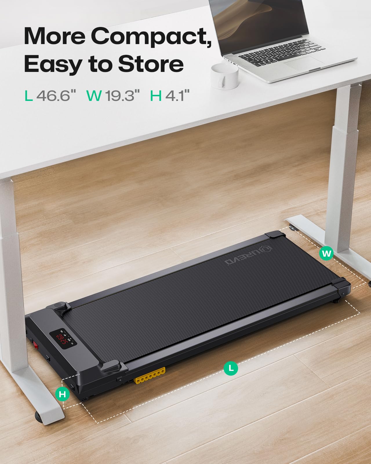 UREVO 2-in-1 Under Desk Treadmill & Walking Pad - Portable Electric Treadmill with Remote Control & LED Display for Home & Office Use - Perfect for Work from Home, Office Exercise & Small Space Workouts