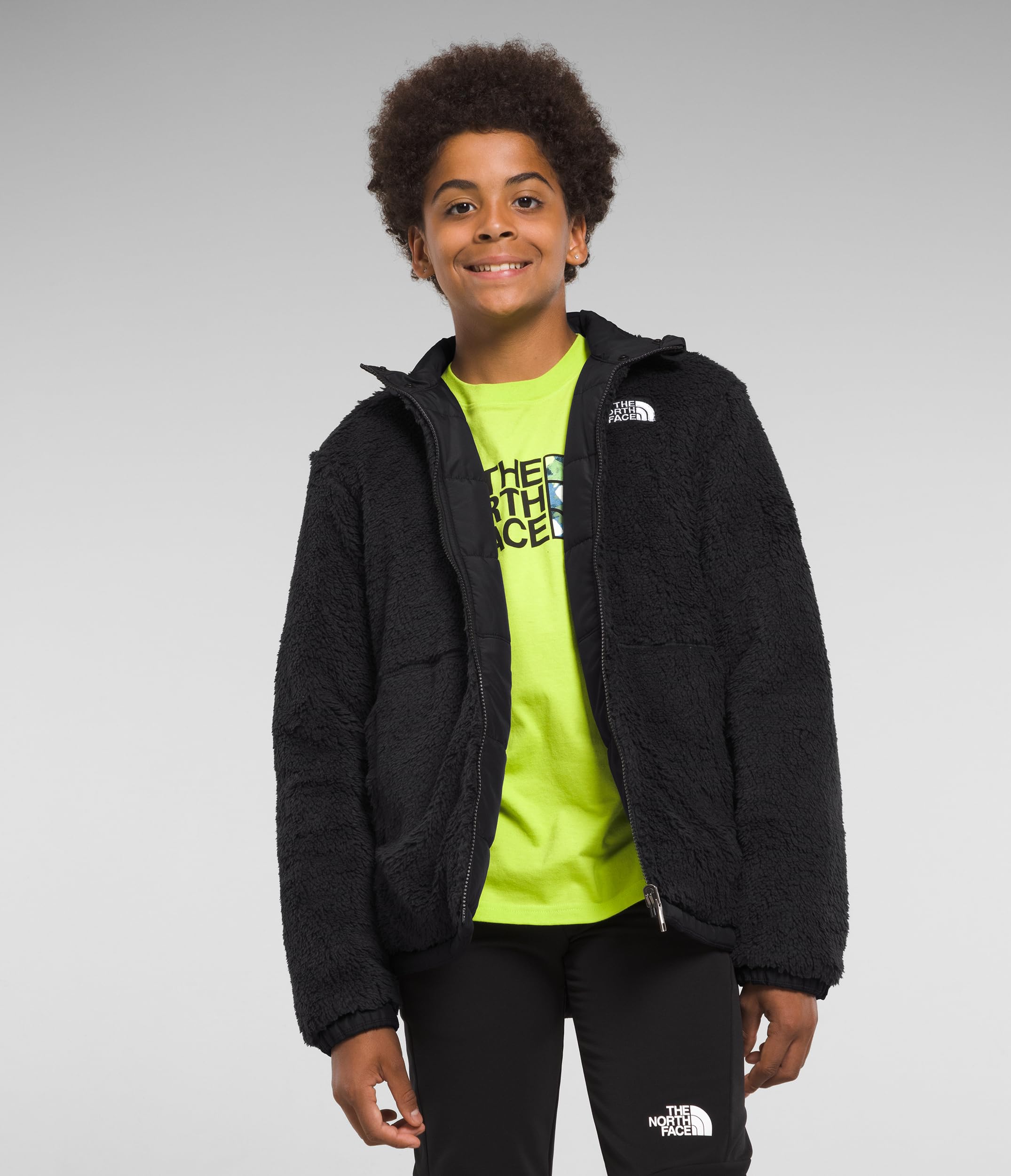 The North Face Boys' Reversible Mt Chimbo Full Zip Hooded Jacket - Waterproof Windproof Fleece Jacket for Kids (Toddler/Big Kid) - Perfect for Outdoor Adventures, Hiking & School Wear