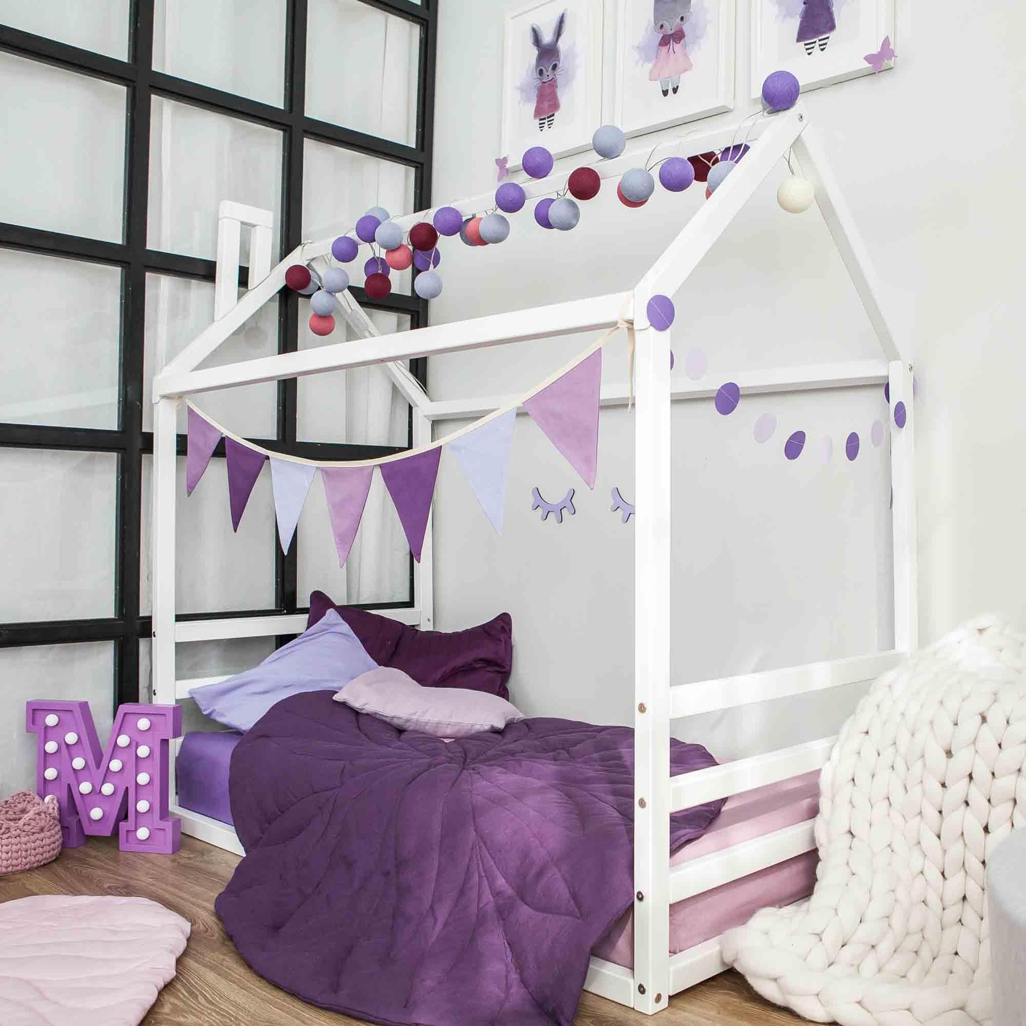 Montessori House Bed for Toddlers & Kids - Twin Size Floor Bed with Safety Rails - Perfect for Montessori Bedrooms, Playrooms & Cozy Sleep Spaces