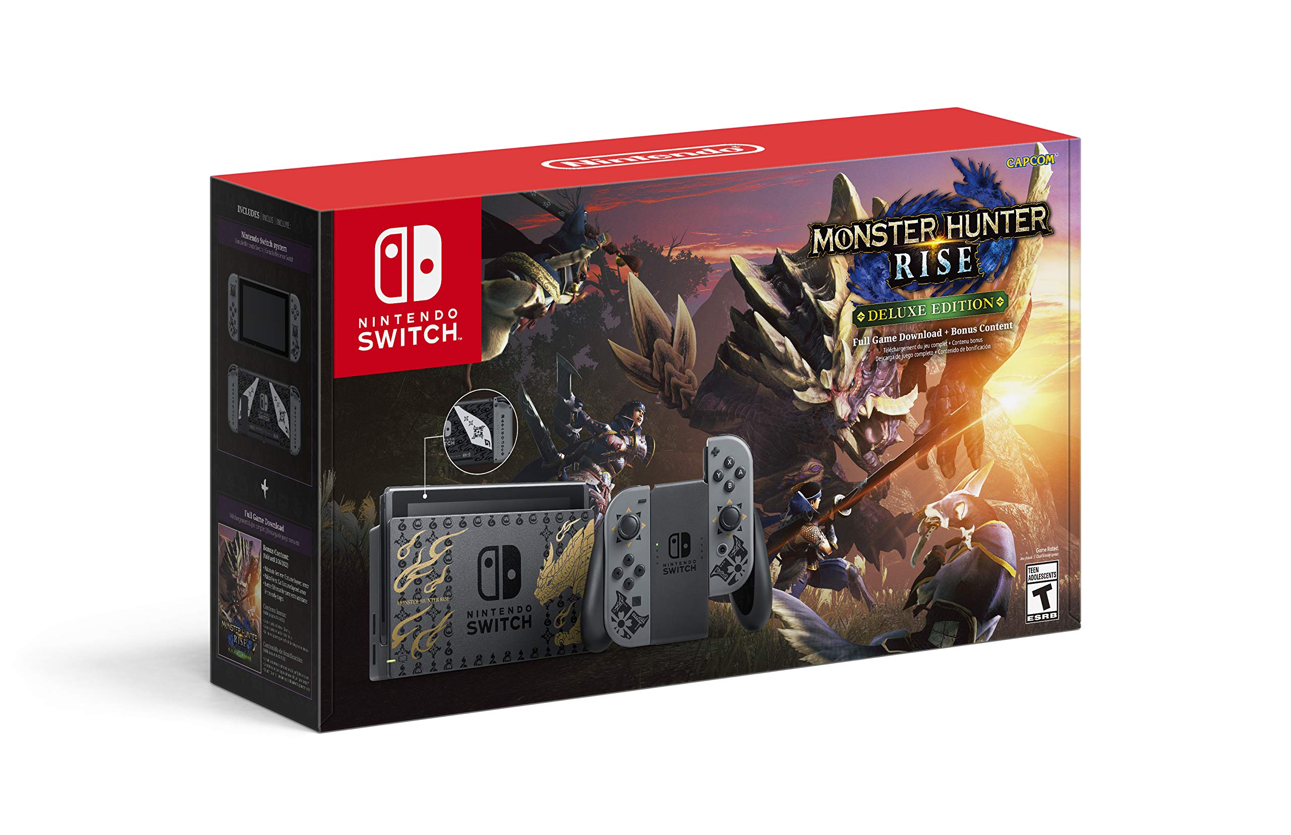 Nintendo Switch Monster Hunter Rise Deluxe Edition Gaming Console - Portable Handheld System for Home & Travel Gaming