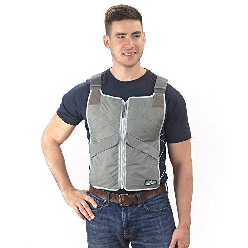 FlexiFreeze Professional Series Ice Vest - Cooling Vest for Hot Weather, Outdoor Sports & Workouts - Charcoal Grey - Stay Cool During Running, Hiking & Construction Work