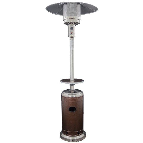 Dual-Tone Outdoor Patio Heater with Table - Freestanding Propane Heater for Backyard, Deck & Garden - Perfect for Cold Weather Entertaining & Al Fresco Dining