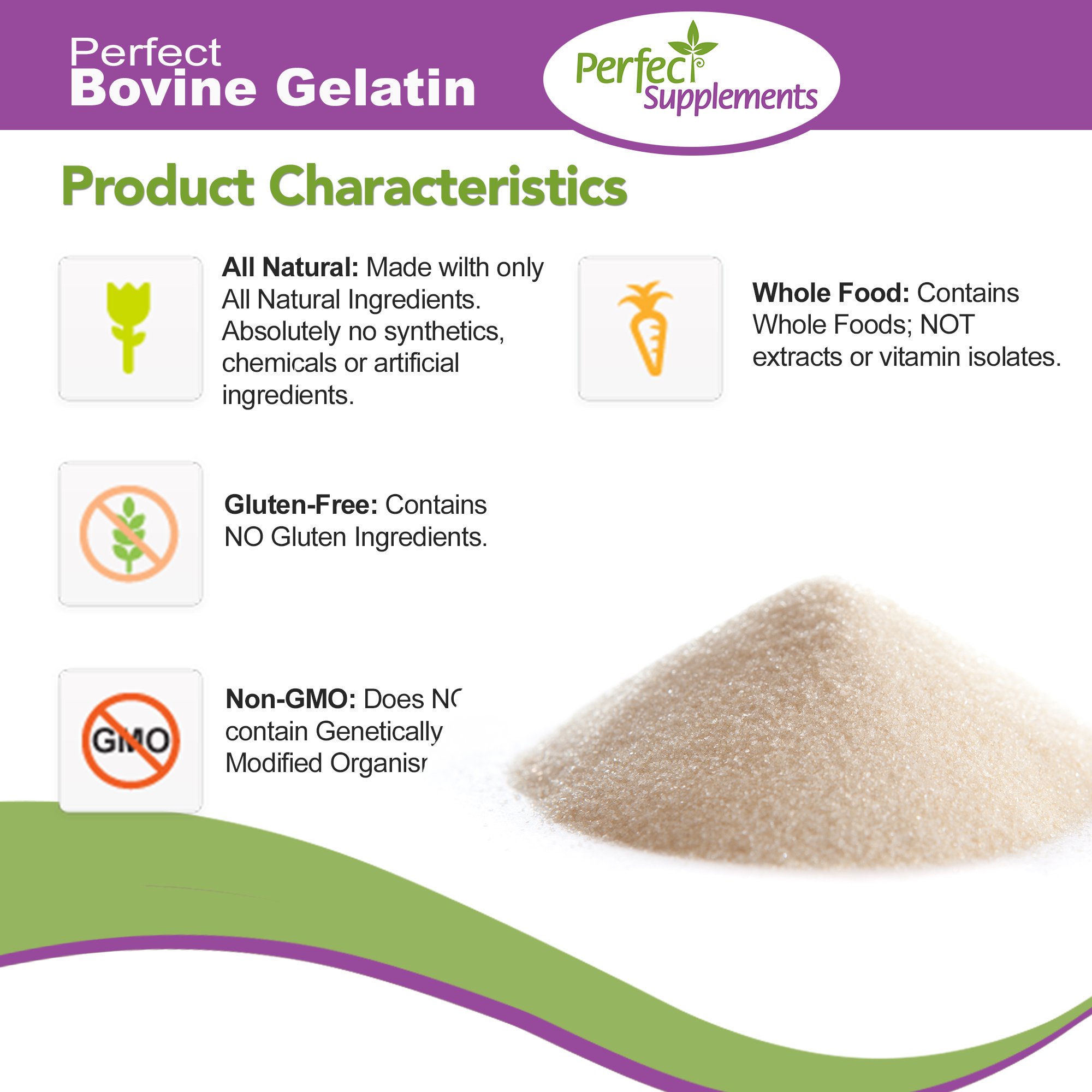 Perfect Bovine Gelatin Powder - 660g Pure Beef Collagen Protein Supplement for Skin & Joint Health - Keto & Paleo Friendly - Ideal for Smoothies, Baking & Homemade Gummies
