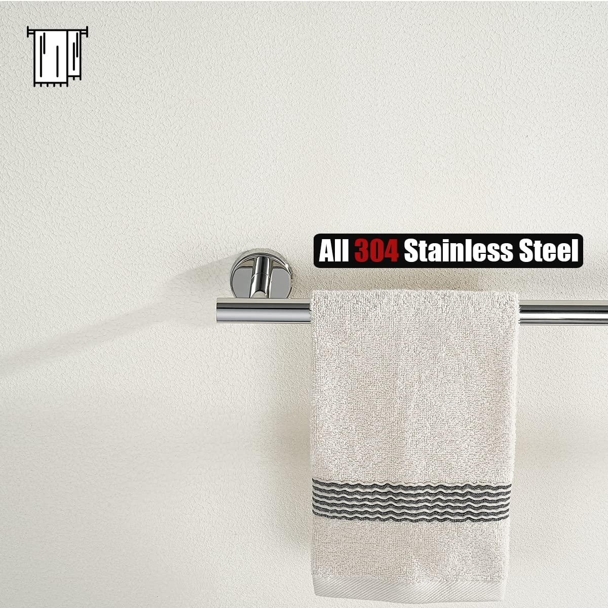 18 Inch Stainless Steel Towel Bar - Chrome Polished Wall Mount Bathroom Towel Rack (20.47