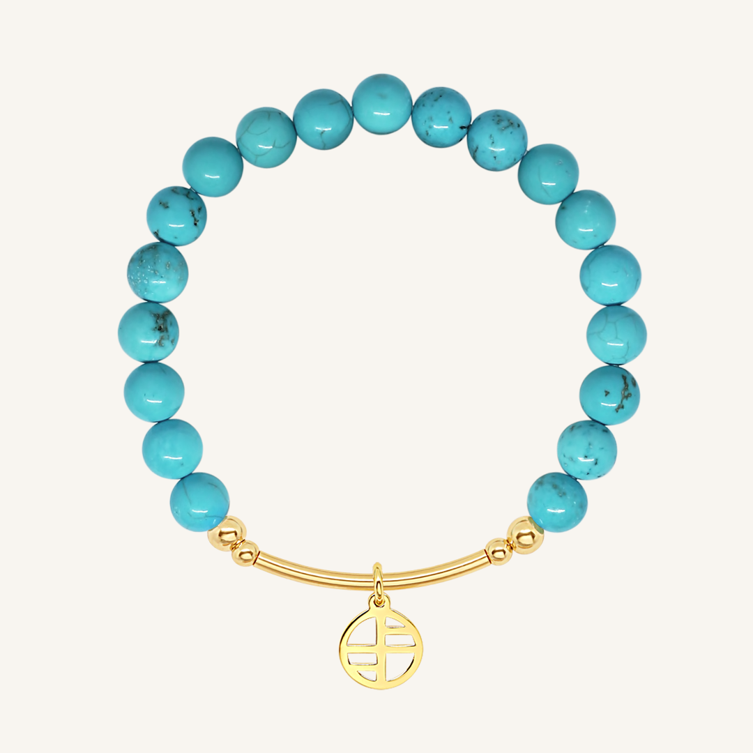 Turquoise Charm Bracelet - Natural Stone of Protection Jewelry for Women | Spiritual Healing, Good Luck & Positive Energy | Perfect for Meditation, Yoga & Everyday Wear