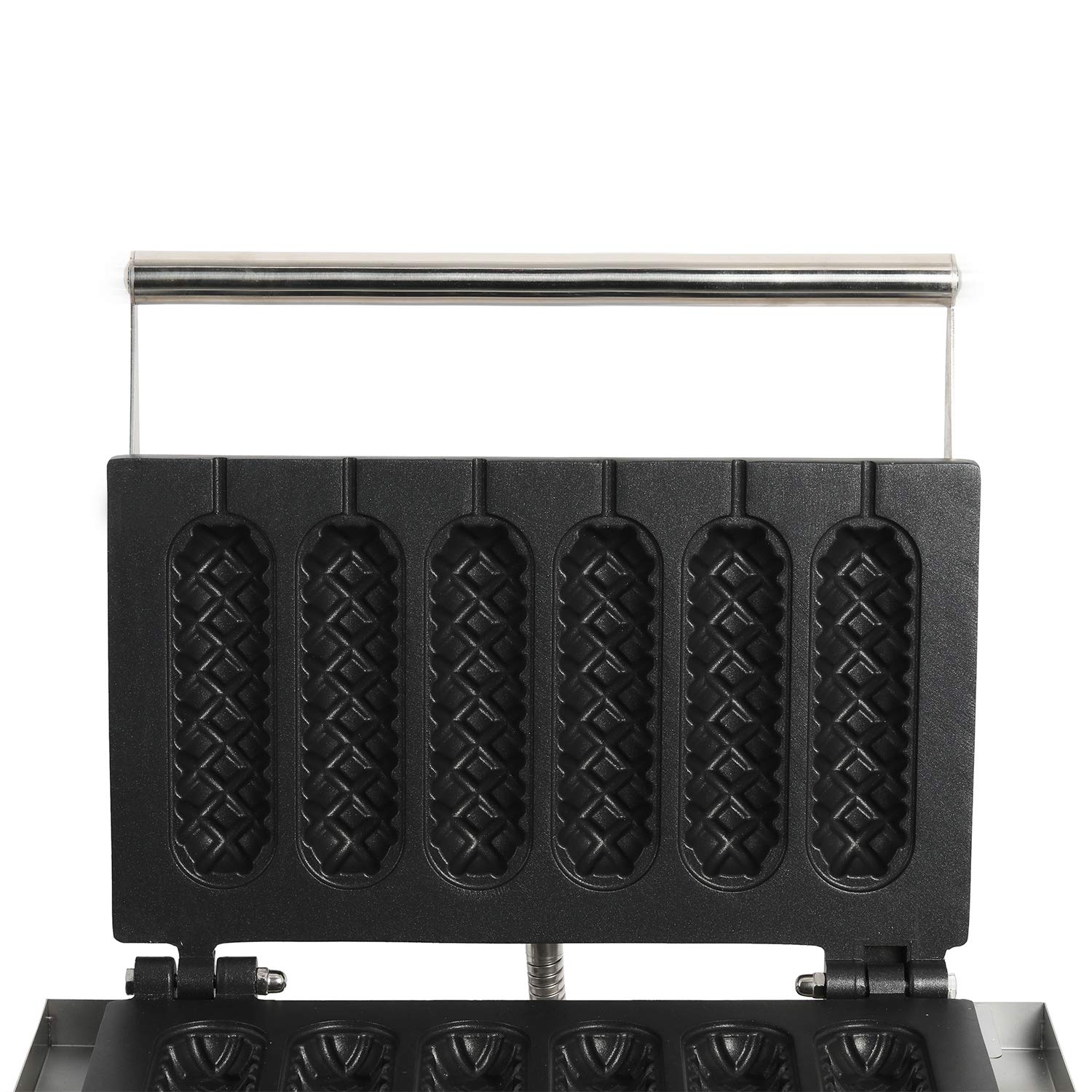 DasMarine Commercial Corn Dog Waffle Maker - 6Pcs Non-Stick Hotdog Waffle Iron with Temperature Control (50-300°C) & Timer - Stainless Steel for Restaurant, Bakery, Snack Bar & Home Use - Perfect for Parties, Breakfast & Quick Snacks (Black)