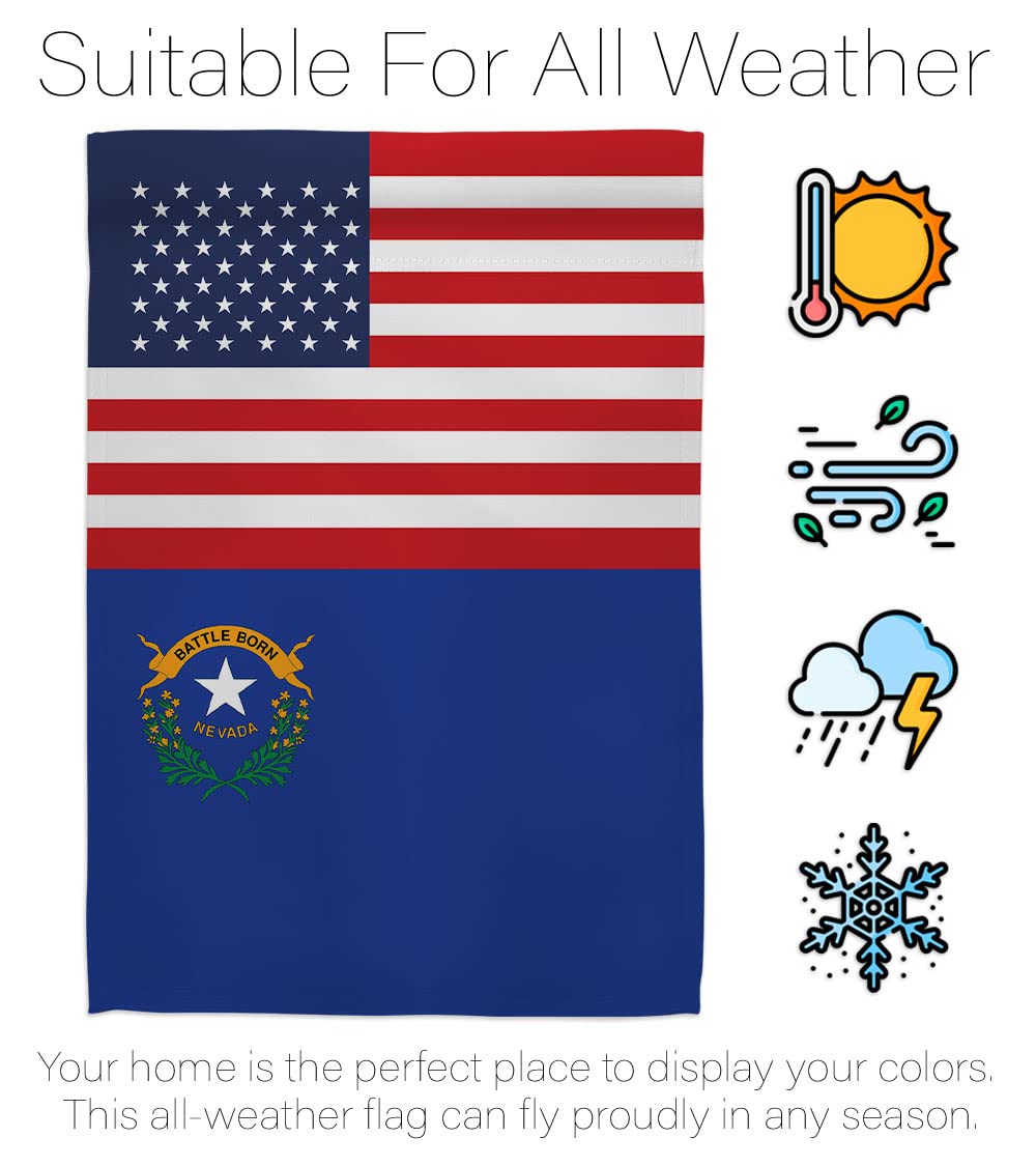 Americana Home & Garden Nevada State Flag - Double-Sided US Made House Banner for Regional Decor, Yard & Garden Display - Perfect for Patriotic Home Decor, State Pride & Outdoor Events