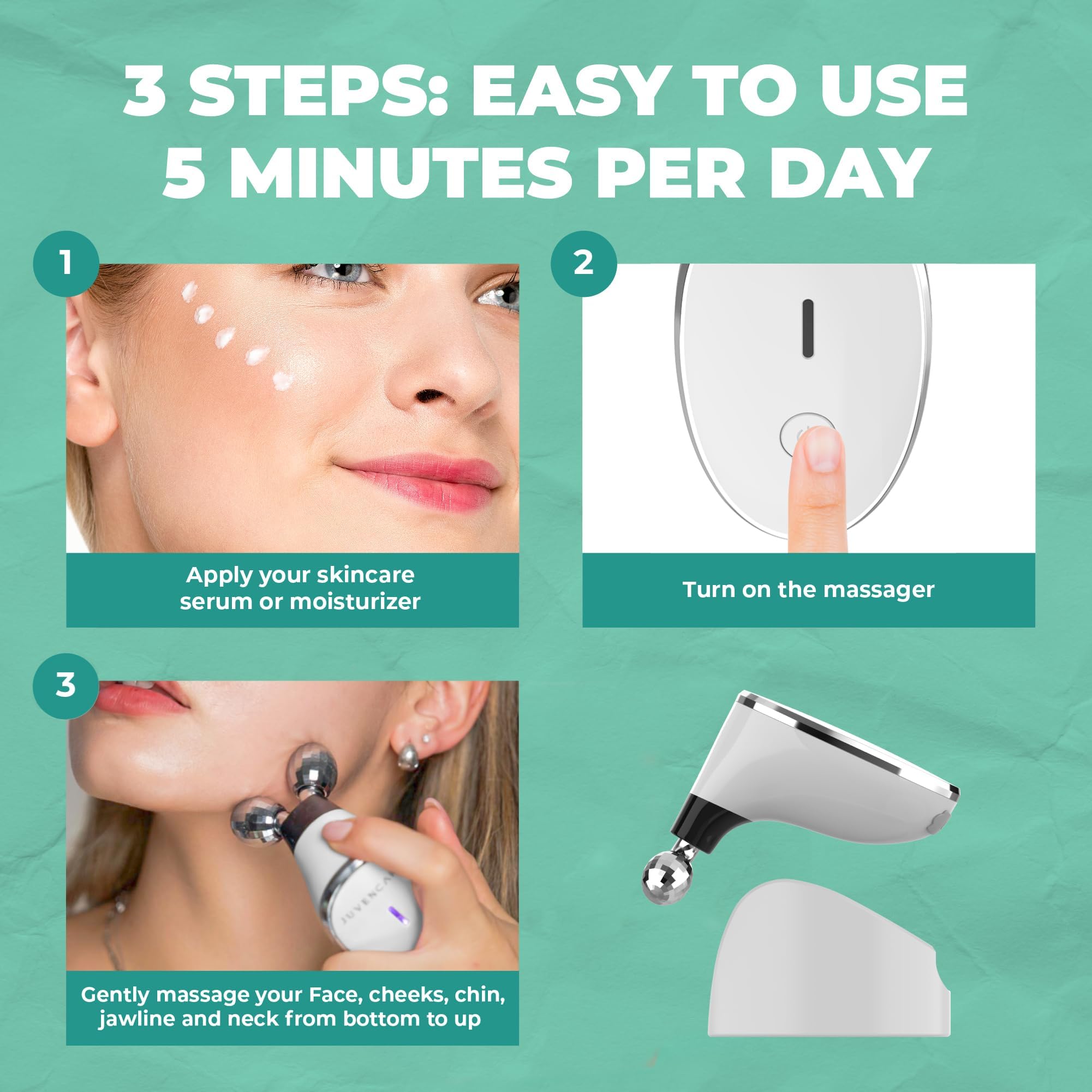 6-in-1 Advanced Microcurrent Facial Device for Anti-Aging & Skin Rejuvenation - White Cream | Professional At-Home Facial Treatment for Wrinkle Reduction & Enhanced Skincare Absorption