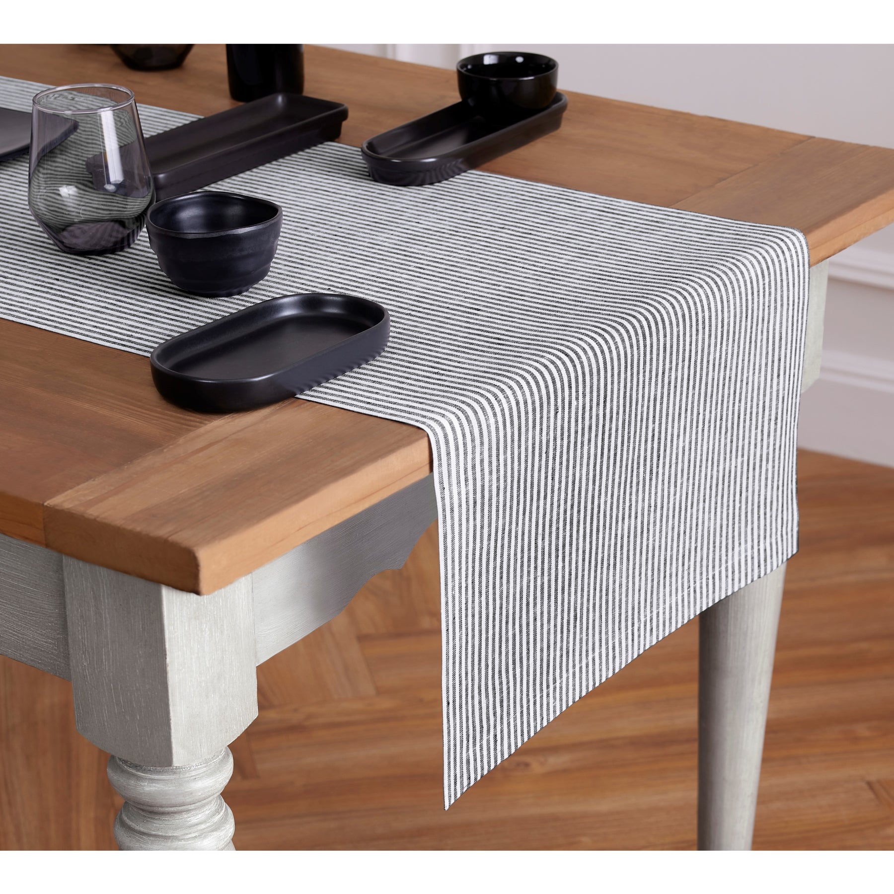 Elegant Narrow Stripe Table Runner - 16 Inch & 18 Inch Wide Options for Dining Table Decor, Wedding Centerpiece, and Holiday Table Setting