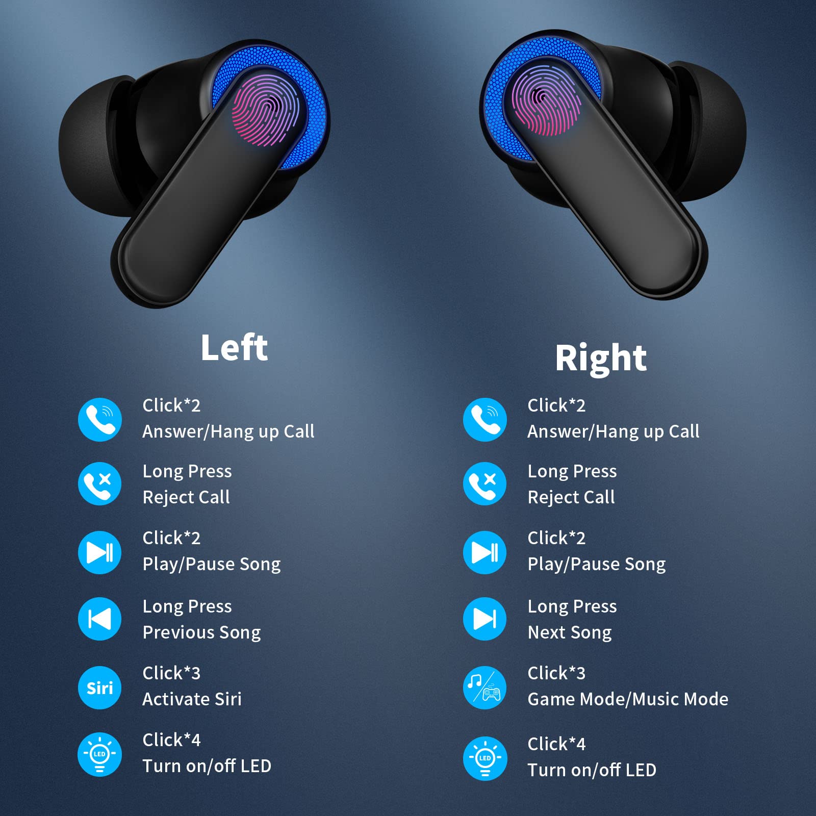 Wireless Bluetooth Headphones with Built-in Mic & Volume Control - Compatible with Samsung, Pixel, iPad Pro, Air, Mini, OnePlus - Perfect for Gaming, Workouts, Travel & Online Meetings