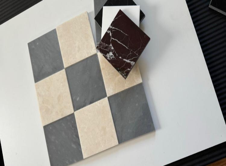 Premium Bardiglio Imperial & White Pearl Checkerboard Tiles - Polished or Honed Finish for Kitchen Backsplash, Bathroom Flooring & Luxury Interior Design