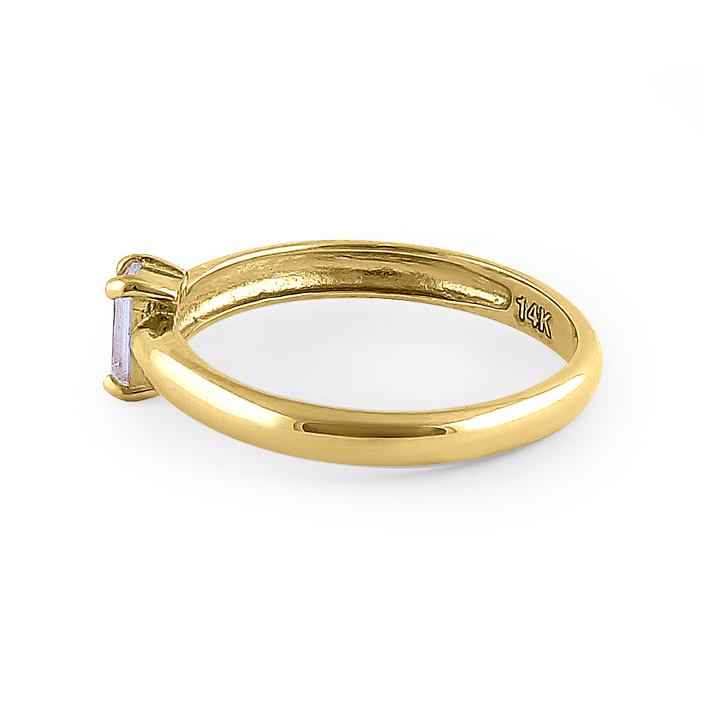 14K Solid Yellow Gold Princess Cut Cubic Zirconia Solitaire Engagement Ring for Women - Perfect for Proposals, Anniversaries & Special Occasions