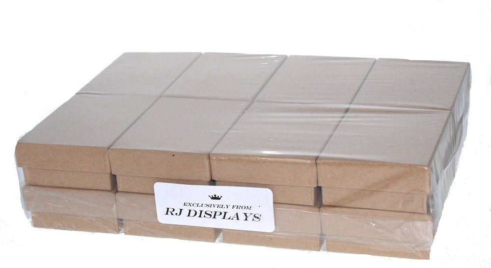100 Kraft Brown Cotton Filled Jewelry Gift Boxes 3.25