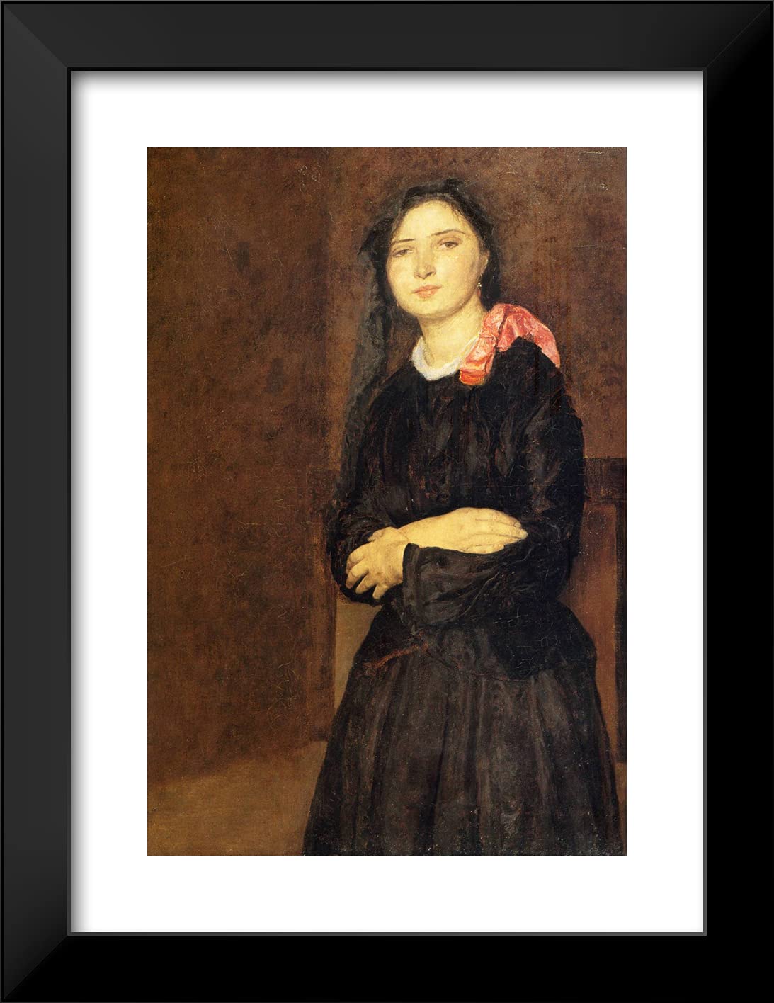 John & Gwen ArtDirect 19x24 Inch Black Modern Framed Wall Art Print - Dorelia in a Black Dress Painting - Perfect for Living Room, Bedroom & Office Decor