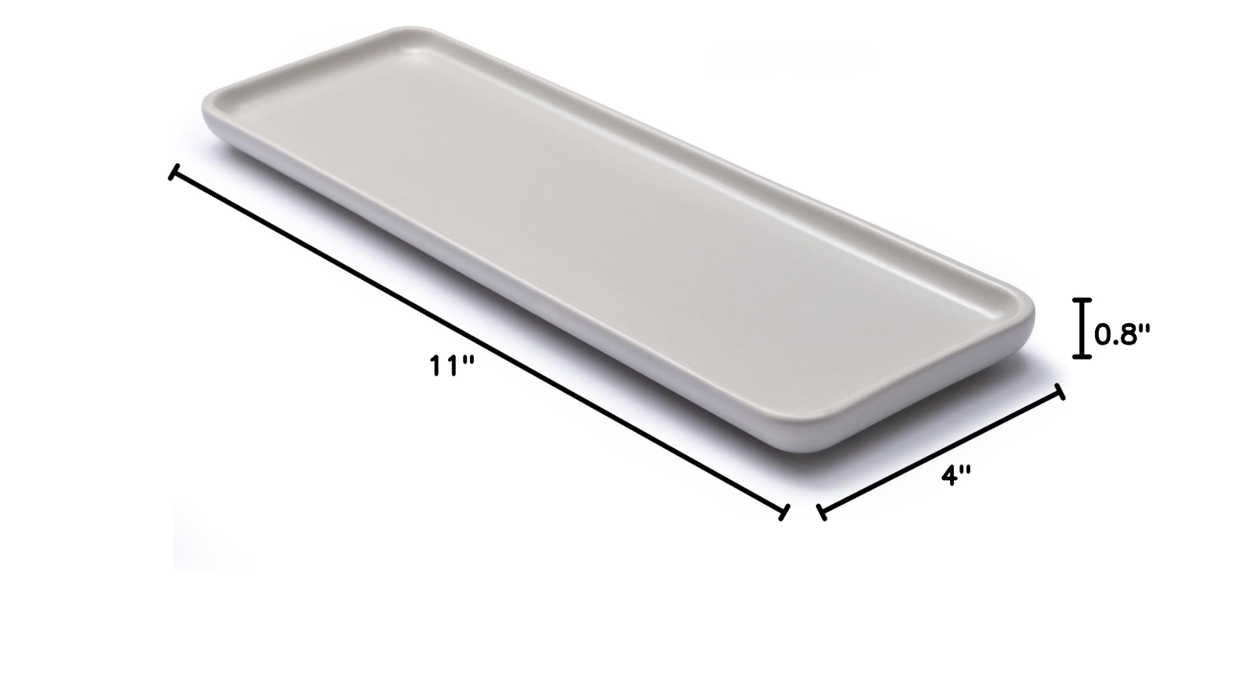 Beige Ceramic Vanity Tray - Small Rectangular Bathroom & Kitchen Organizer - Multi-Purpose Home Decor Tray for Soap Dispenser, Jewelry & Accessories - Perfect for Countertop Display & Gift Giving