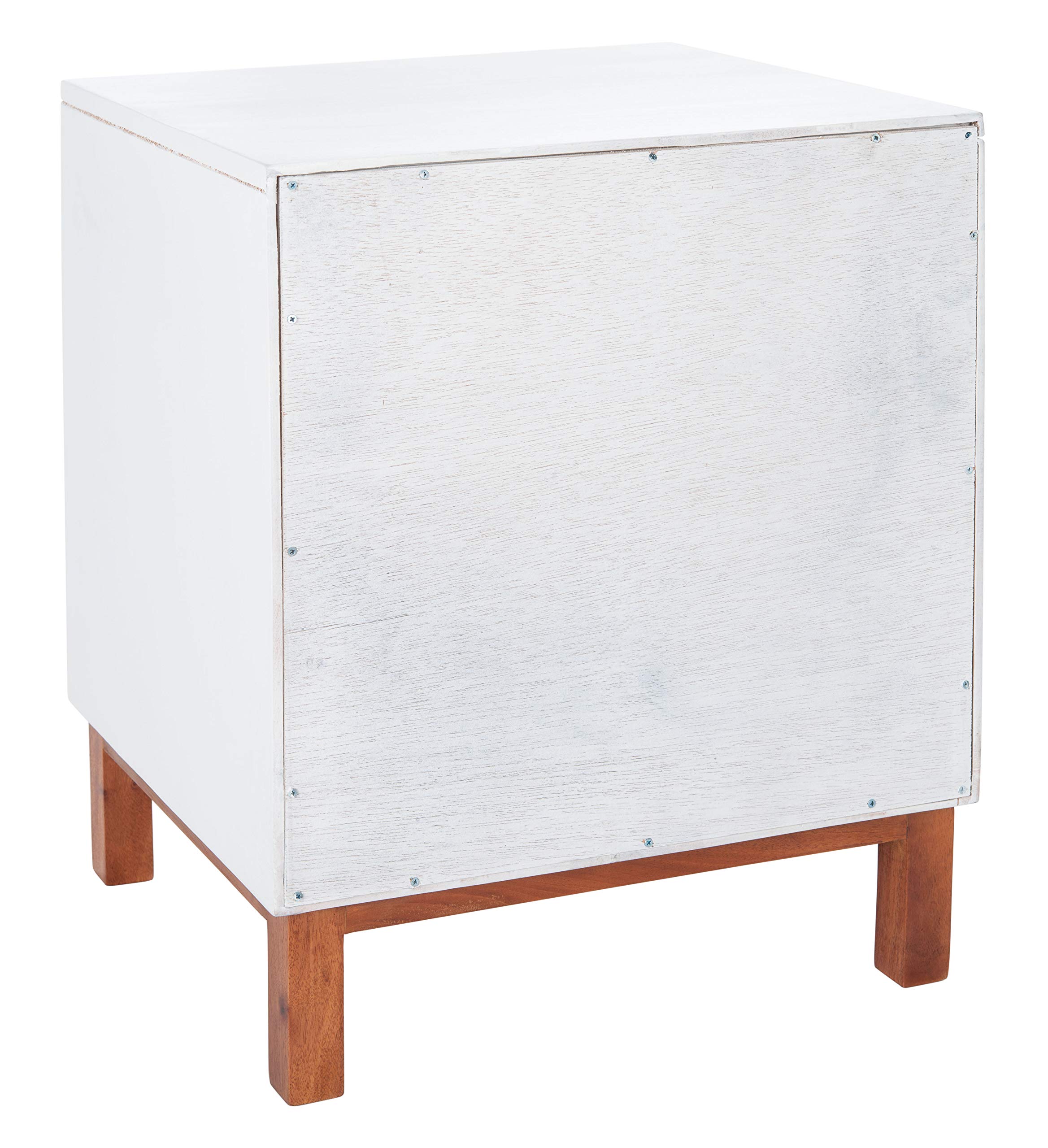 SAFAVIEH Home Collection Erica White & Natural Rattan 2-Drawer Nightstand - Modern Bedside Table for Bedroom Decor & Storage