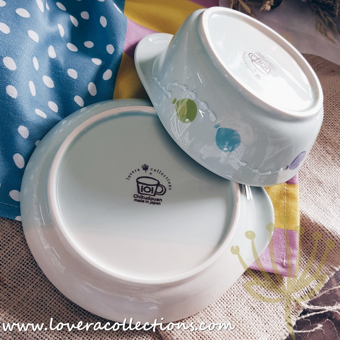 Chikudouen x Lovera Blue Balloon Kids Dinnerware Set - 4-Piece Children's Tableware Gift for Birthday & Holidays (Plates, Bowls, Cups & Utensils) - Perfect for Parties, Daily Meals & Special Occasions