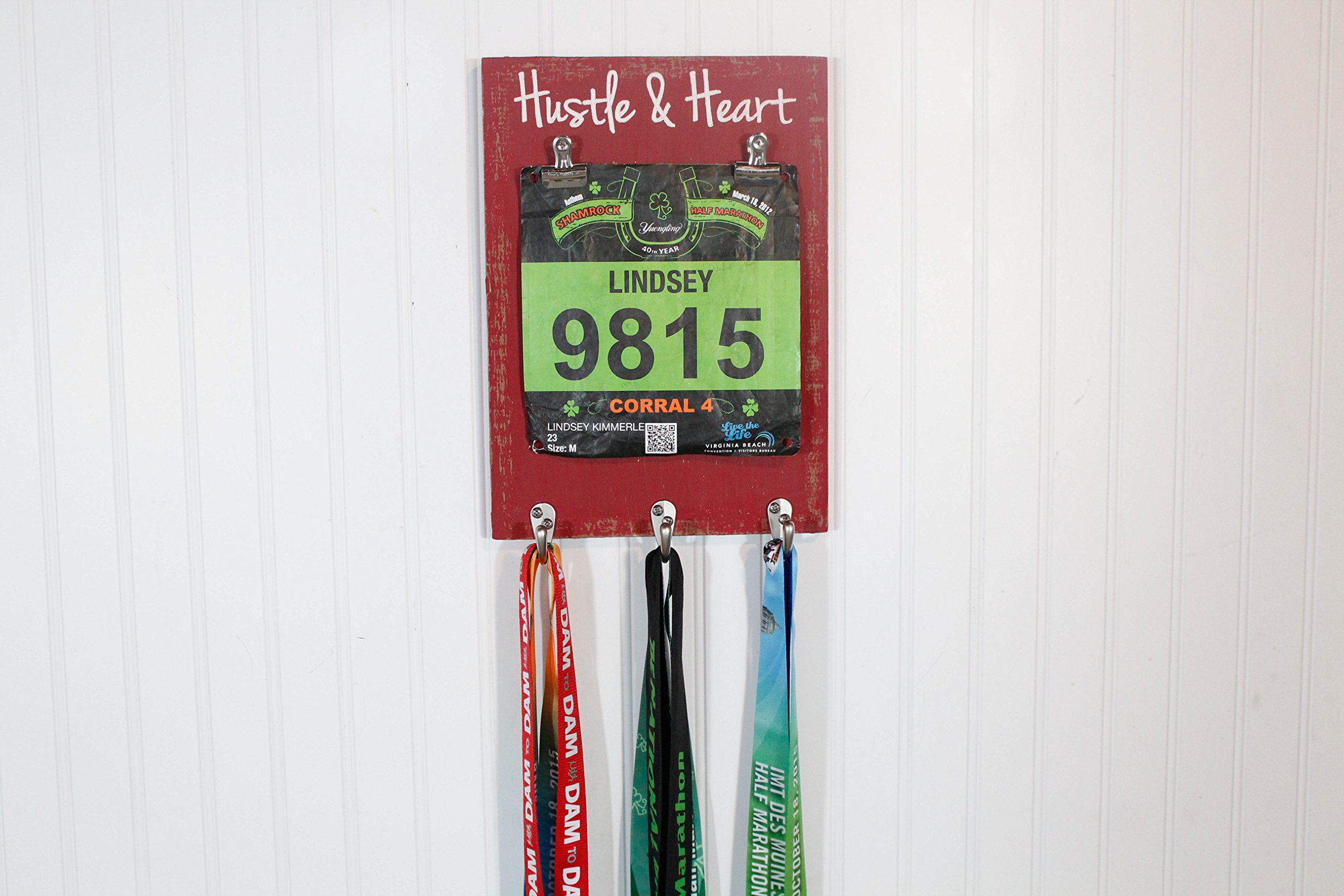 Premium Running Medal Holder - Carved Wooden Display for Race Medals & Bibs - Perfect for Marathon Runners, Triathletes & Fitness Enthusiasts - Home Gym & Office Decor