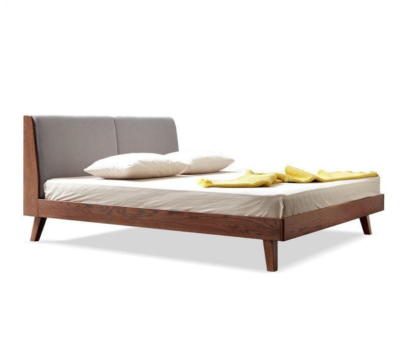 Solid Oak Wood Soft Bed Frame - Queen Size, Natural Wood Finish - Perfect for Master Bedrooms, Guest Rooms & Cozy Home Decor