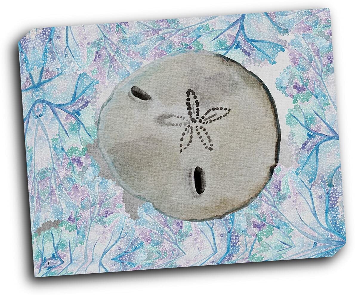 Wallsthatspeak Sand Dollar 20x16 Gallery Wrapped Stretched Canvas - Coastal Beach Decor, Ocean Themed Wall Art for Living Room, Bedroom & Office