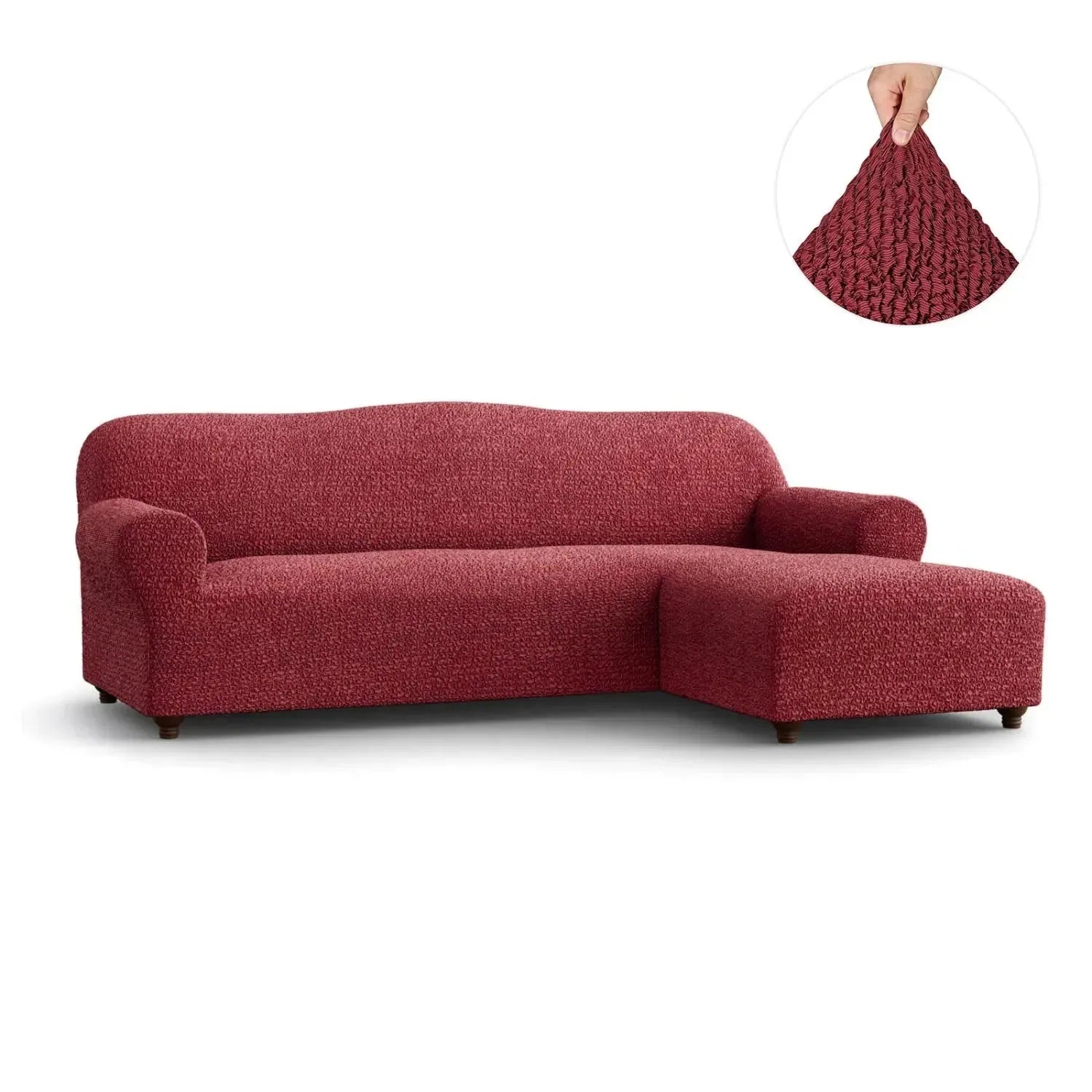L Shaped Sofa Slipcover with Right Chaise - Mille Righe Collection Stretchable Furniture Protector for Living Room, Family Room & Home Theater