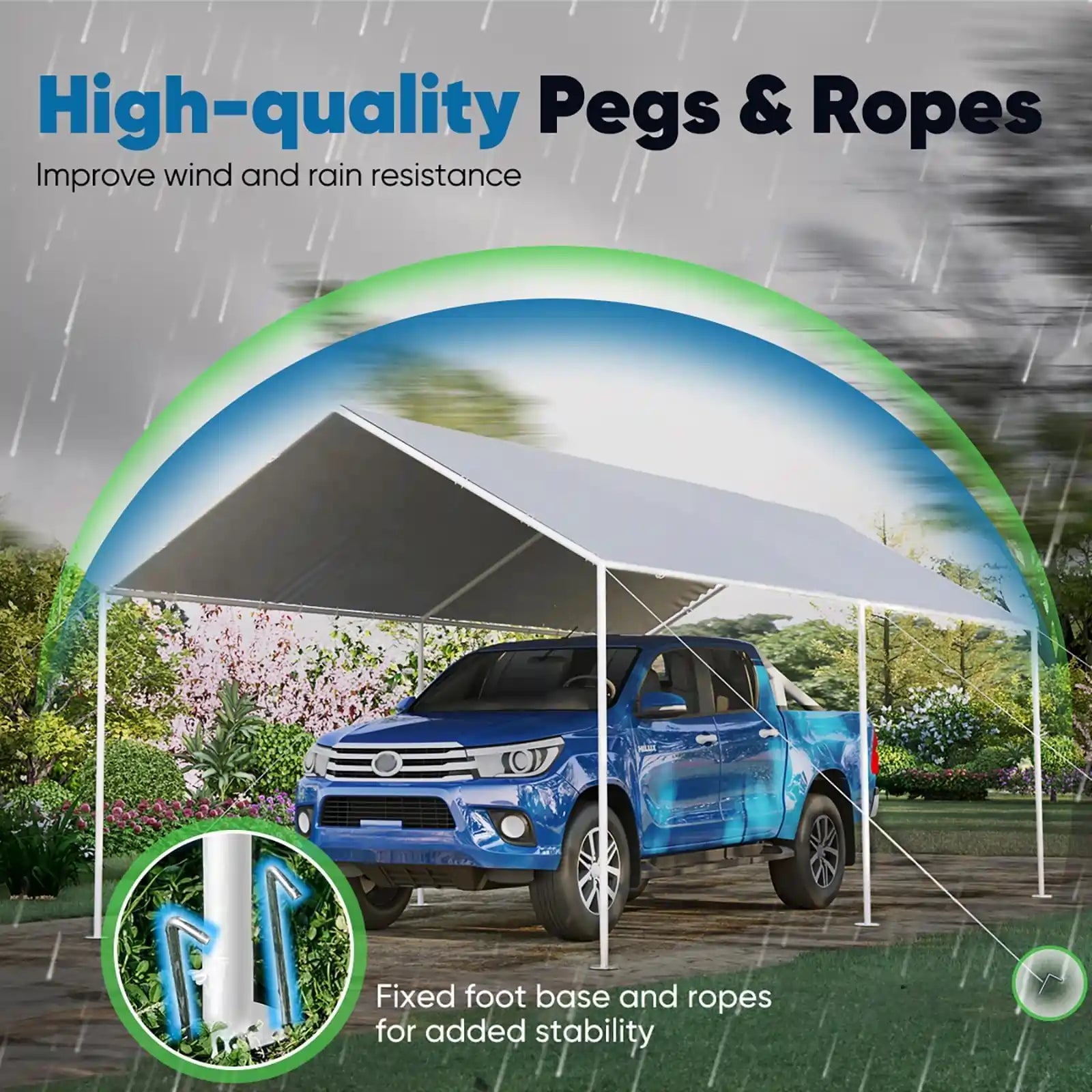 20' x 10' Portable Car Canopy Shelter with UV Protection - Waterproof Outdoor Car Cover for Vehicles, Parties & Camping