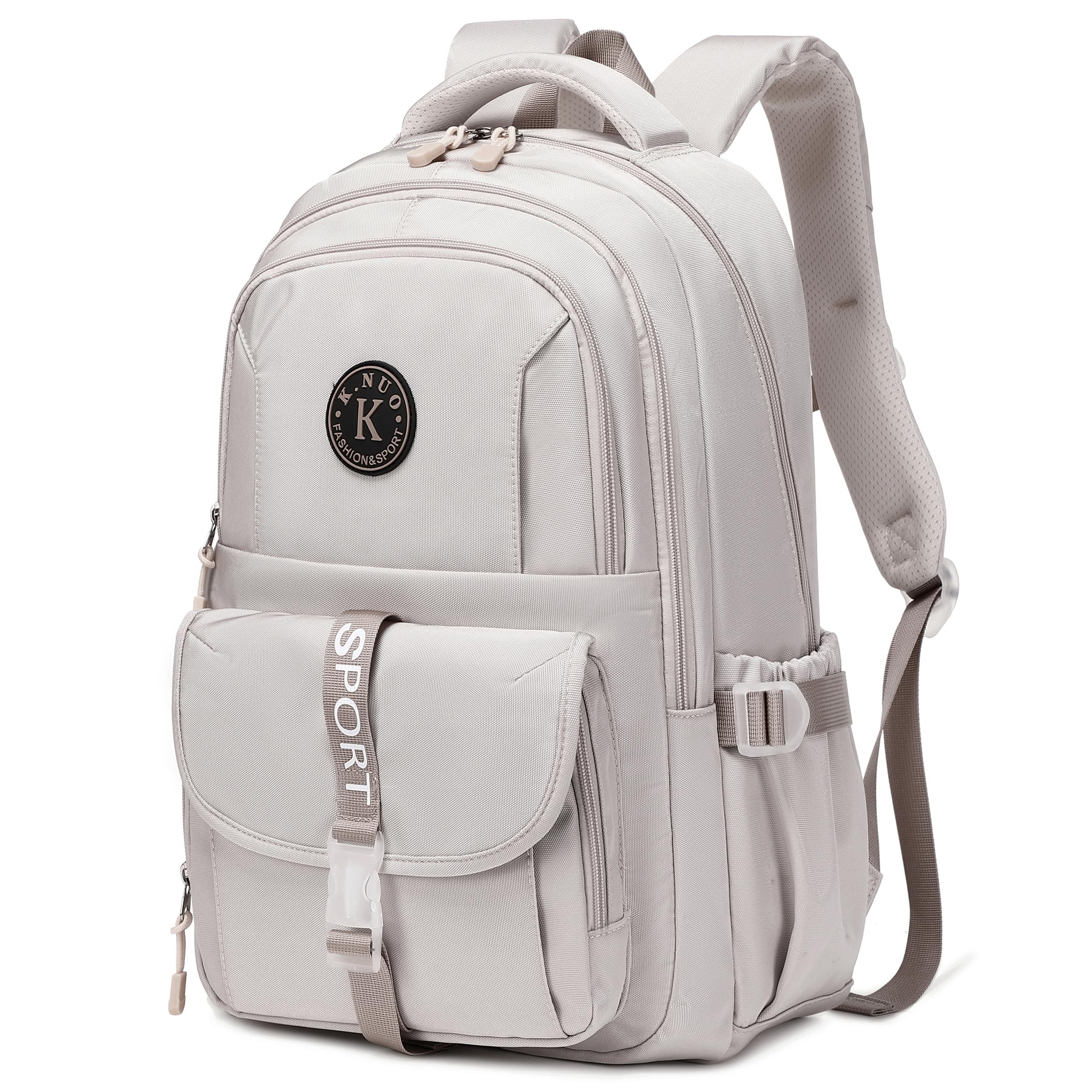 **Stylish Waterproof College Backpack for Teens & Adults - 15.6 Inch Laptop School Bag, Travel & Business Daypack for Students, Women & Men - Perfect for School, Work, Commuting & Outdoor Adventures (Beige)**