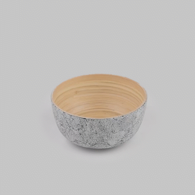 Bamboo Salad Bowl Set - 15 oz Round Gray Spun Bamboo Small Eggshell Bowl (7.75