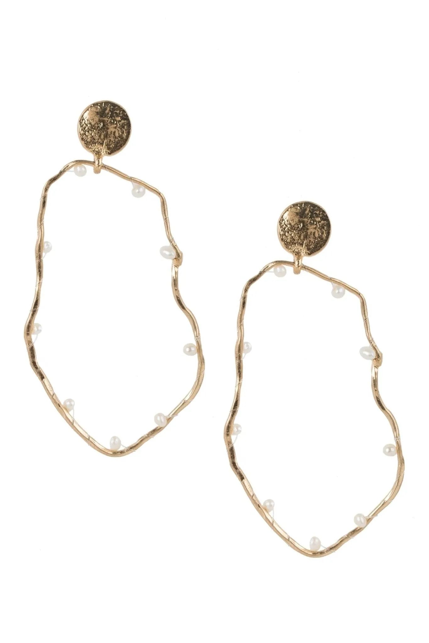 Pearl Embellished Abstract Hoop Earrings for Women - Trendy Boho Dangle Earrings for Party, Wedding & Everyday Wear