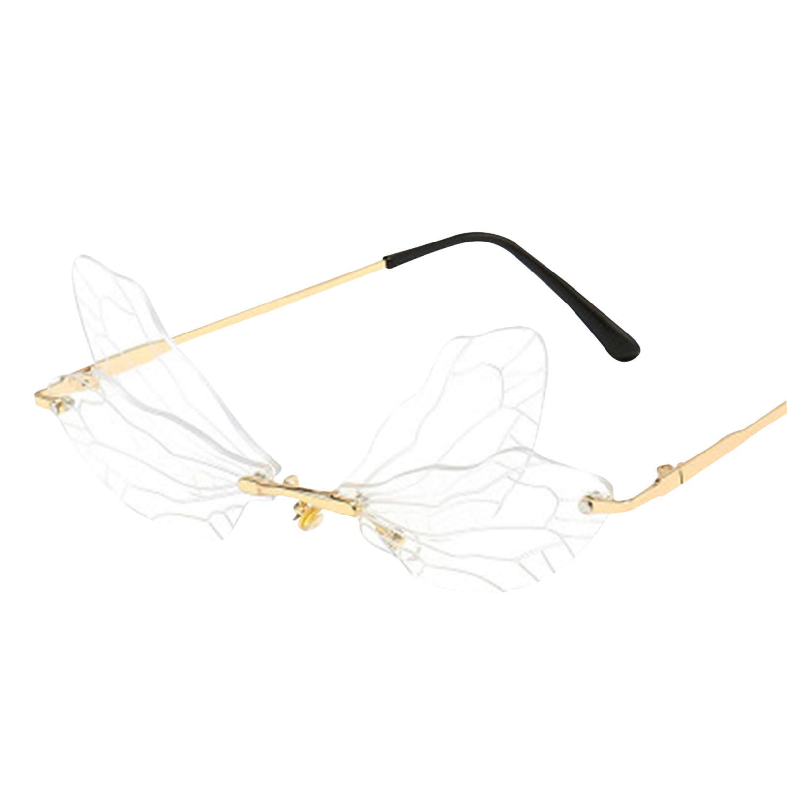 LCYBEM 2024 Fashion Sunglasses for Women & Men - Butterfly & Dragonfly Design Metal Frame UV400 Protection Rimless Party Eyewear - Perfect for Outdoor Activities, Beach Vacations & Summer Fashion