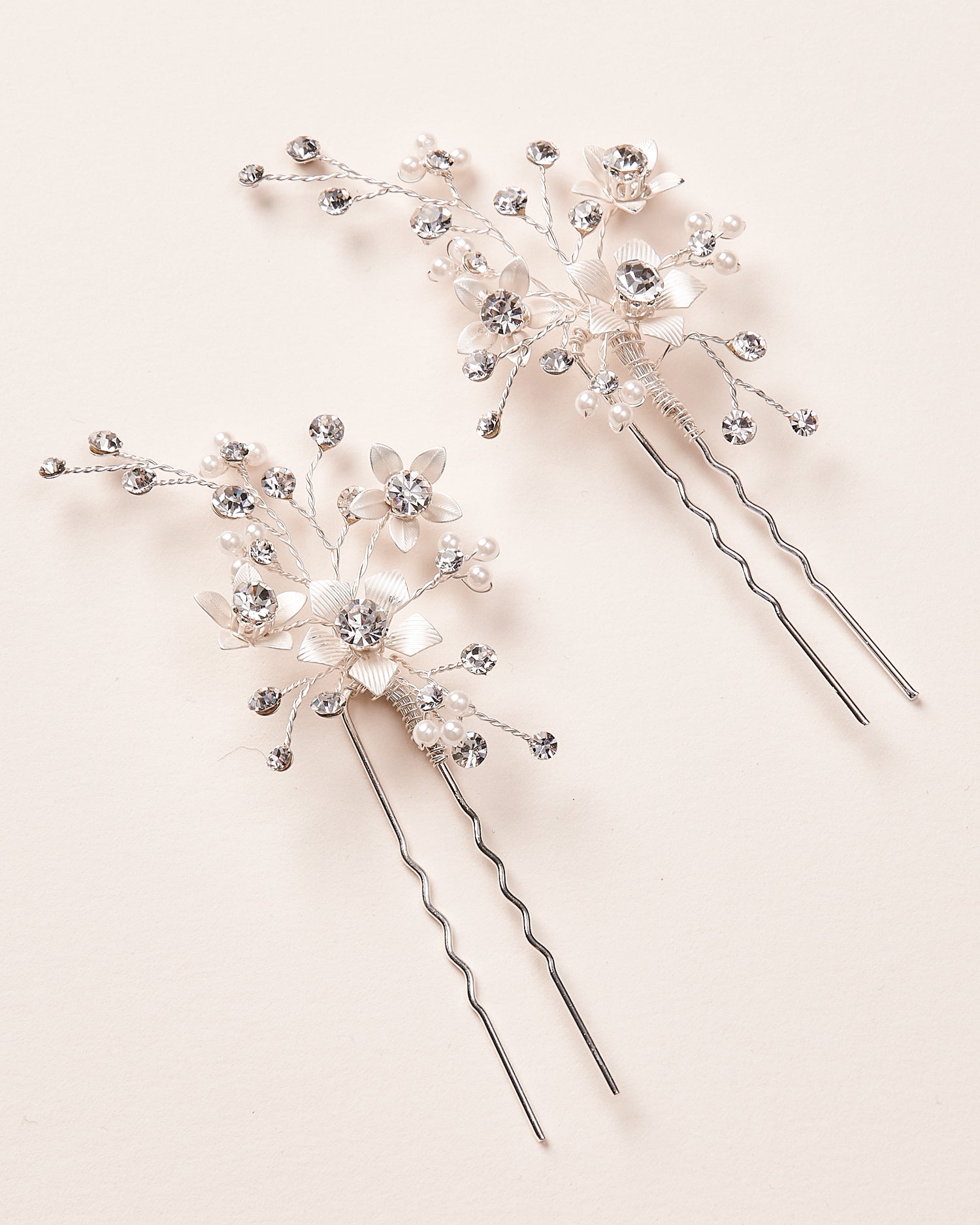 Elodie Pearl & Floral Hair Pins Set of 2 - Elegant Bridal Hair Accessories for Weddings, Prom, Parties & Special Occasions