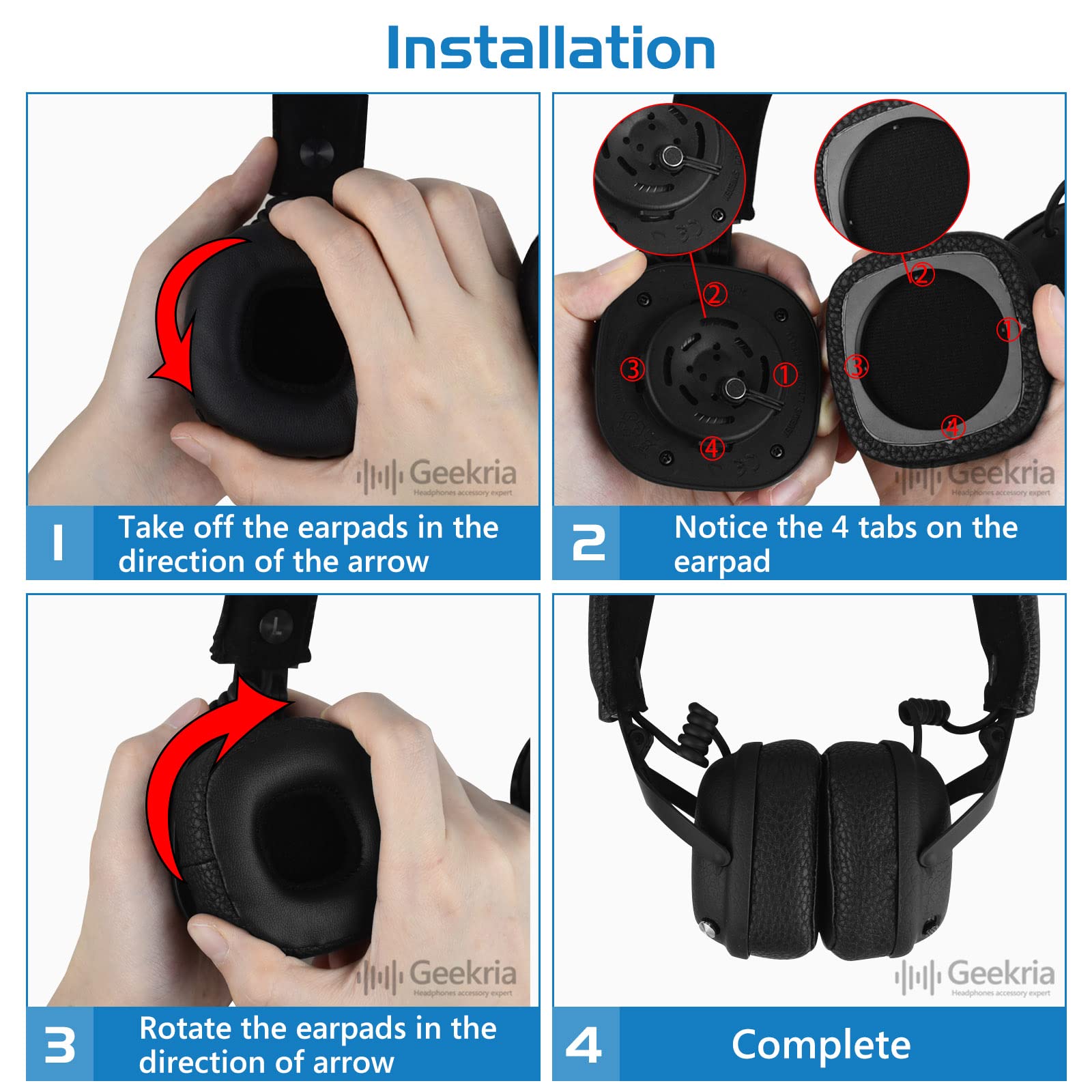 Geekria QuickFit Replacement Ear Pads for Marshall Major III Wired & Bluetooth Wireless Headphones - Premium Comfort Ear Cushions Repair Parts (Brown) - Perfect for Gaming, Music & Travel Use
