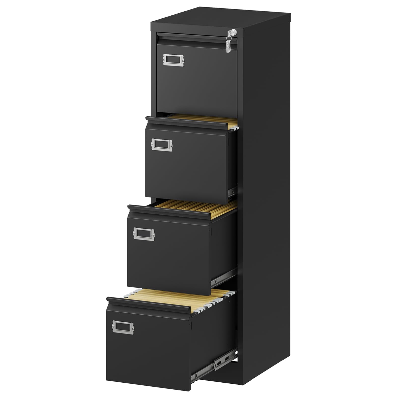 4-Drawer Metal File Cabinet - Lockable Storage for Home & Office - Organize Letter/Legal/A4 Files