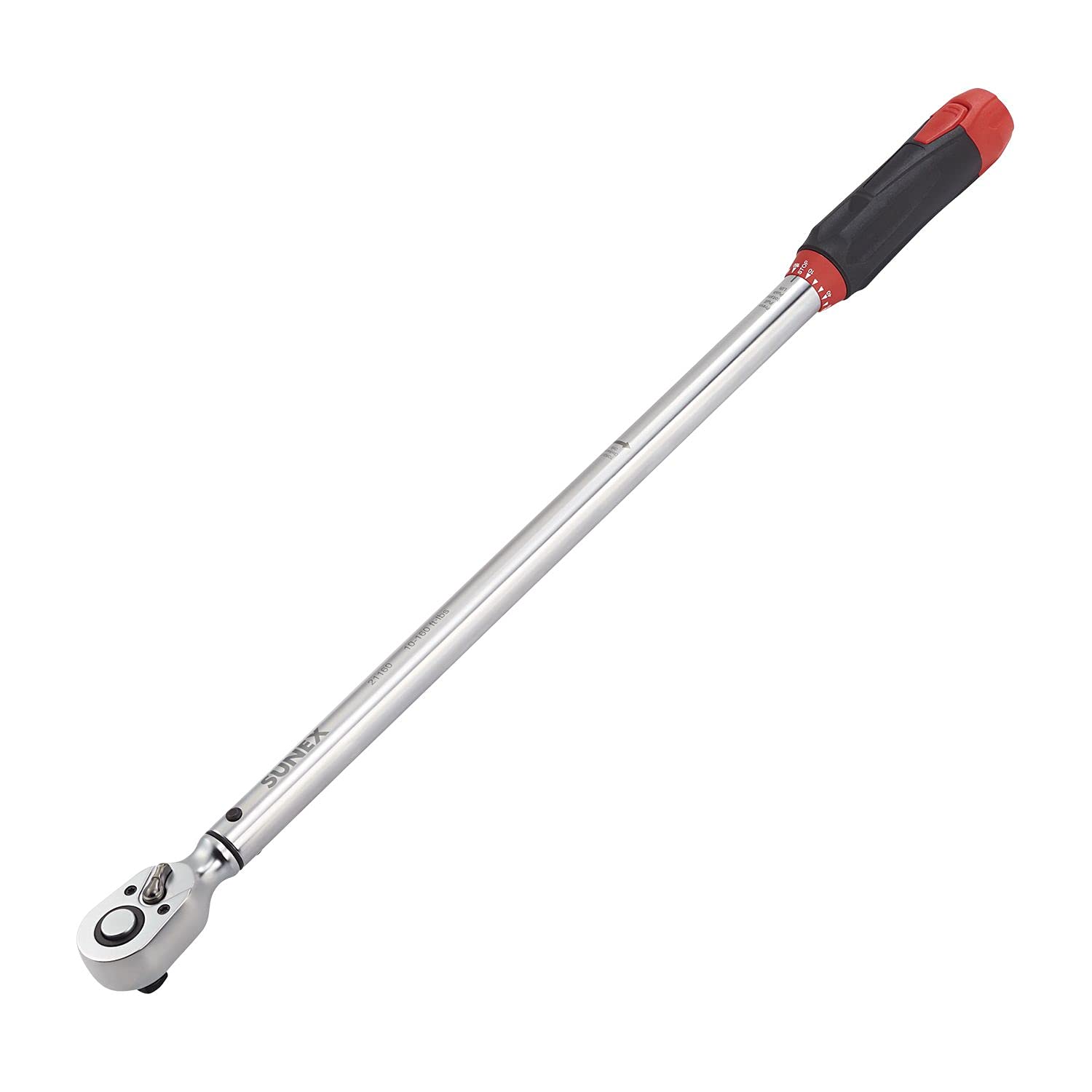 SUNEX TOOLS 21160 1/2-Inch Drive Indexing Torque Wrench, 10-160 ft/lb, 48-Tooth Ratchet, 16-Position Torque Selector - Perfect for Automotive Repairs, Mechanical Maintenance & DIY Projects