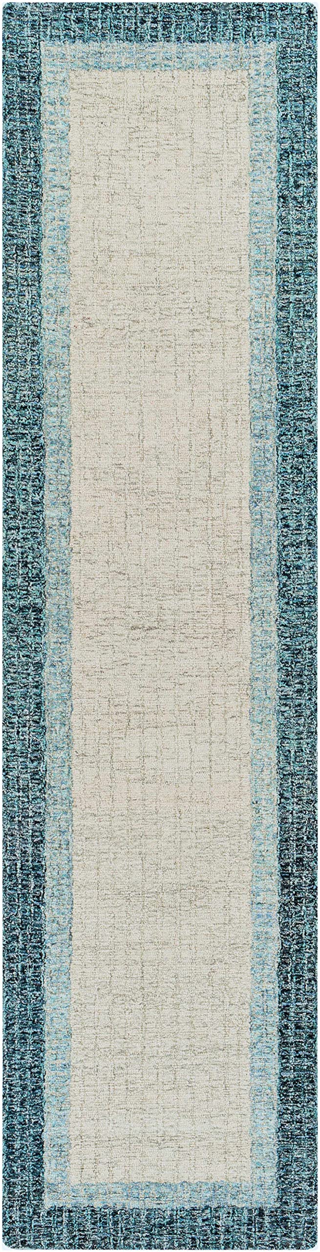 Modern Hauteloom Padada Wool Area Rug for Living Room & Bedroom - Soft Beige & Blue - 8'10