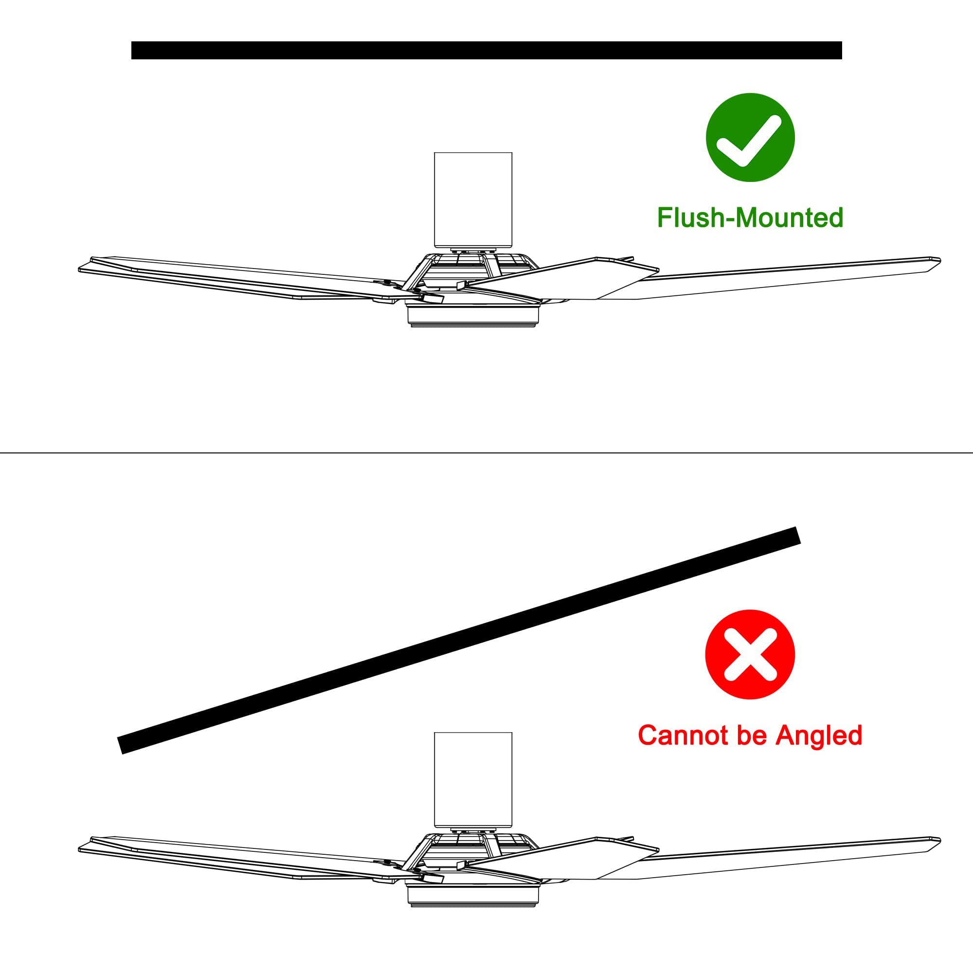 SMAAIR 52 Inch Smart Ceiling Fan with Dimmable LED Lights, Remote & WiFi App Control - Works with Alexa, Google Assistant & Siri - Black Outdoor Flush Mount Fan for Patio, Bedroom & Living Room