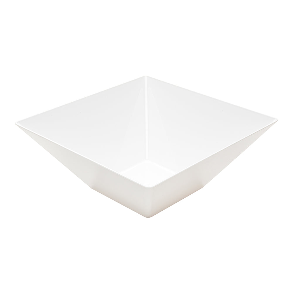 160 oz Square White Plastic Large Modern Catering Bowl - 11 x 11 x 4.5 Inches - 25 Count Box - Perfect for Buffets, Parties, and Commercial Food Service