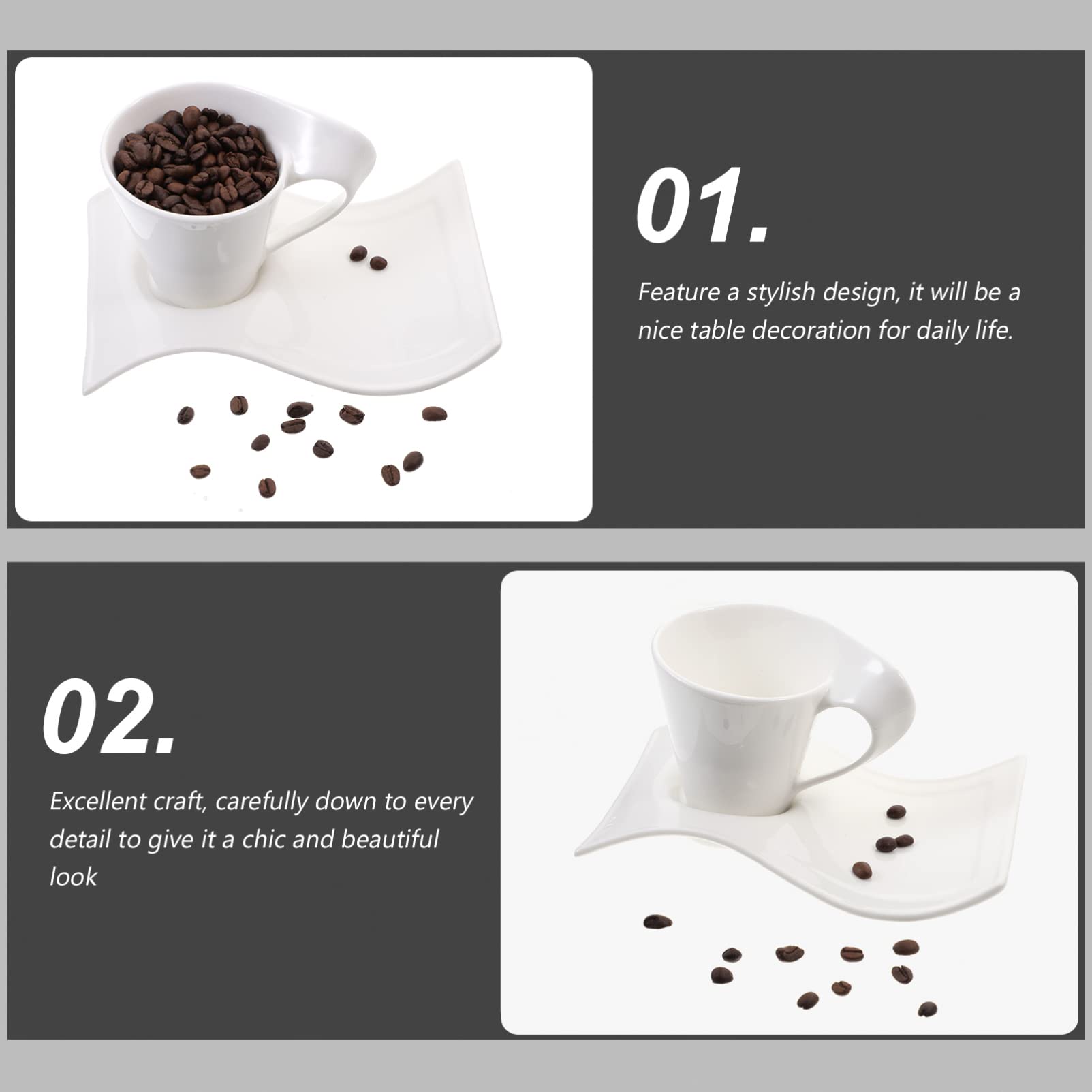 Nordic White Porcelain Tea Latte Cup with Saucer - 12oz European Style Coffee Mug for Birthday, Office Party & Home Gift - Perfect for Morning Espresso, Afternoon Tea & Modern Kitchen Decor
