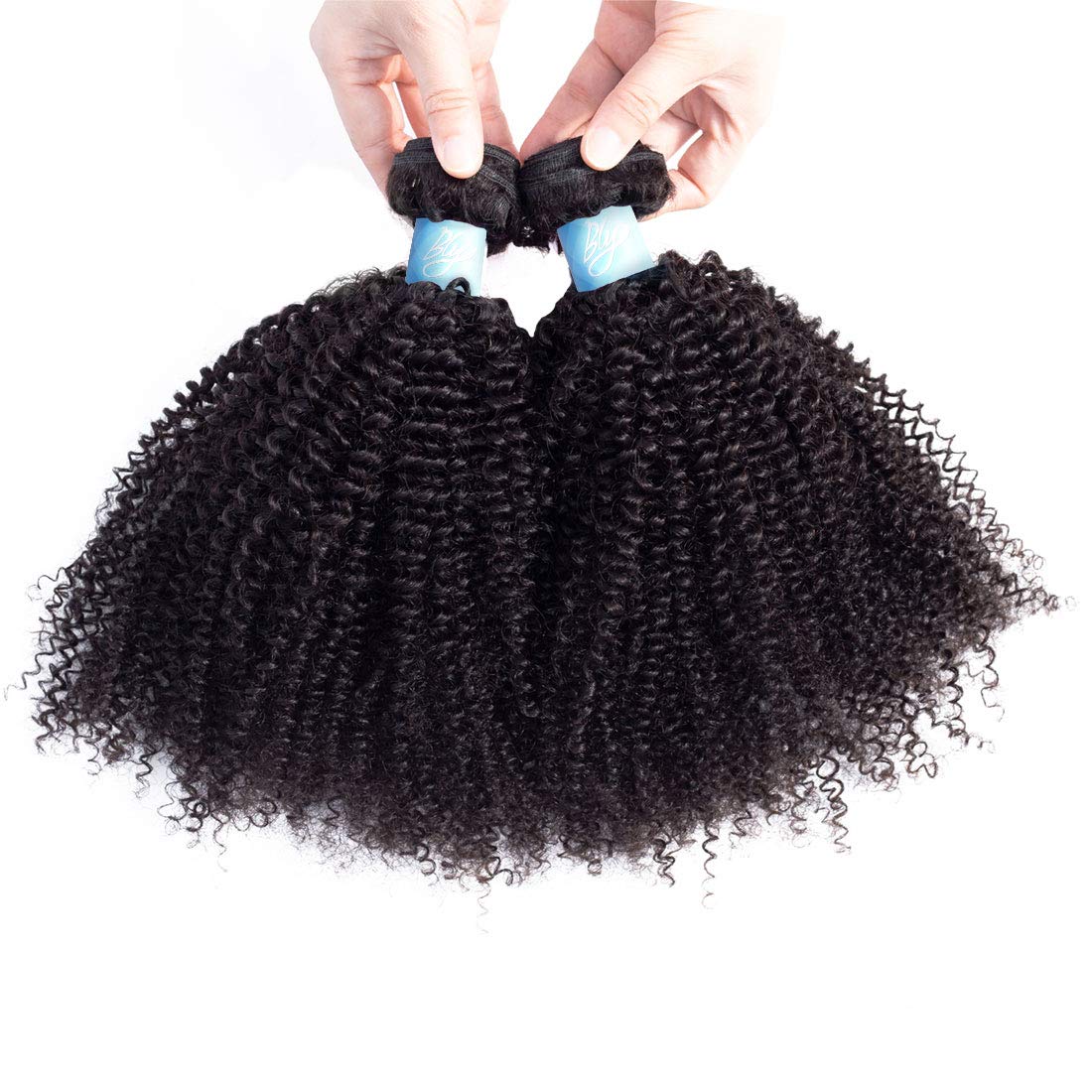 BLY 7A Mongolian Afro Kinky Curly Boho Human Hair Extensions - 3 Bundles Unprocessed Weft for African American Women (20/22/24 Inch) | Natural Black Color | Perfect for Protective Styles, Box Braids & Boho Chic Looks